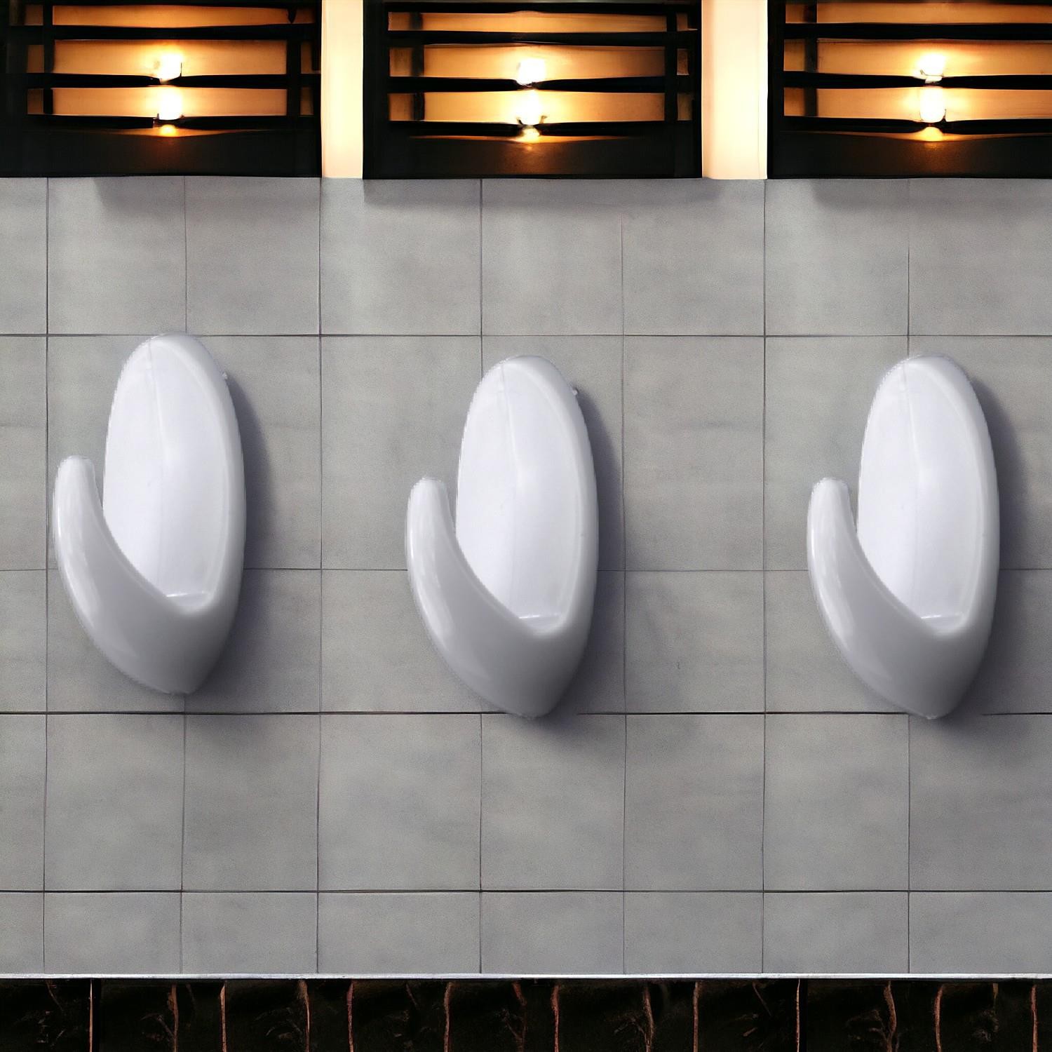 Yapışkanlı Banyo Lavabo Mutfak Askılık Beyaz Plastik Sağlam Asma İz Bırakmayan Askı 3 Adetli Set 