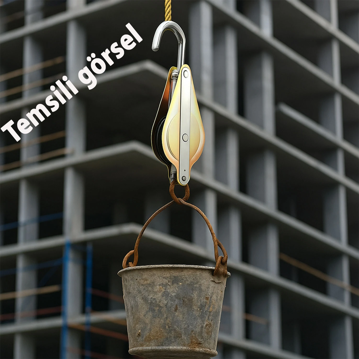 Metal İnşaat Makarası 125 mm Dayanıklı Taşıma Yük Kaldırma Kasnak Sistemi Şantiye Vinç Aksesuarı