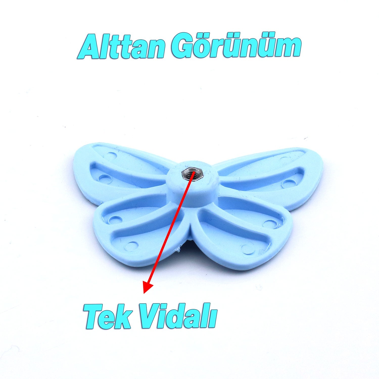 Plastik Kelebek Kulp Mavi Mobilya Çoçuk Odası Kız Erkek Dolap Kapak Kulpu Çekmece Kulbu 1 ADET