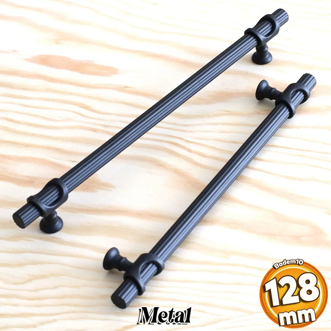 Arsin Siyah Metal Kulp 128 mm-12.8 cm Mobilya Çekmece Mutfak Dolabı Do