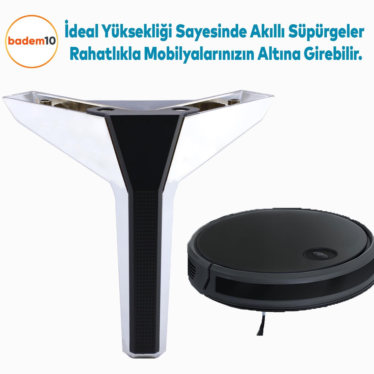 Moda Lüks Mobilya Oturma Grubu Kanepe Sehpa TV Ünitesi Koltuk Ayağı Baza Ayakları Krom Siyah 14 cm