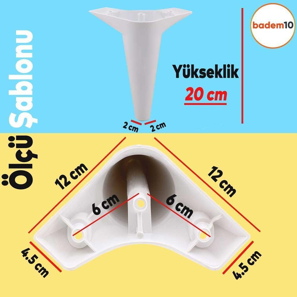 Aspen 6'lı Set Mobilya Tv Ünitesi Koltuk Kanepe Konsol Destek Ayağı Ayakları 20 Cm Ayak Beyaz