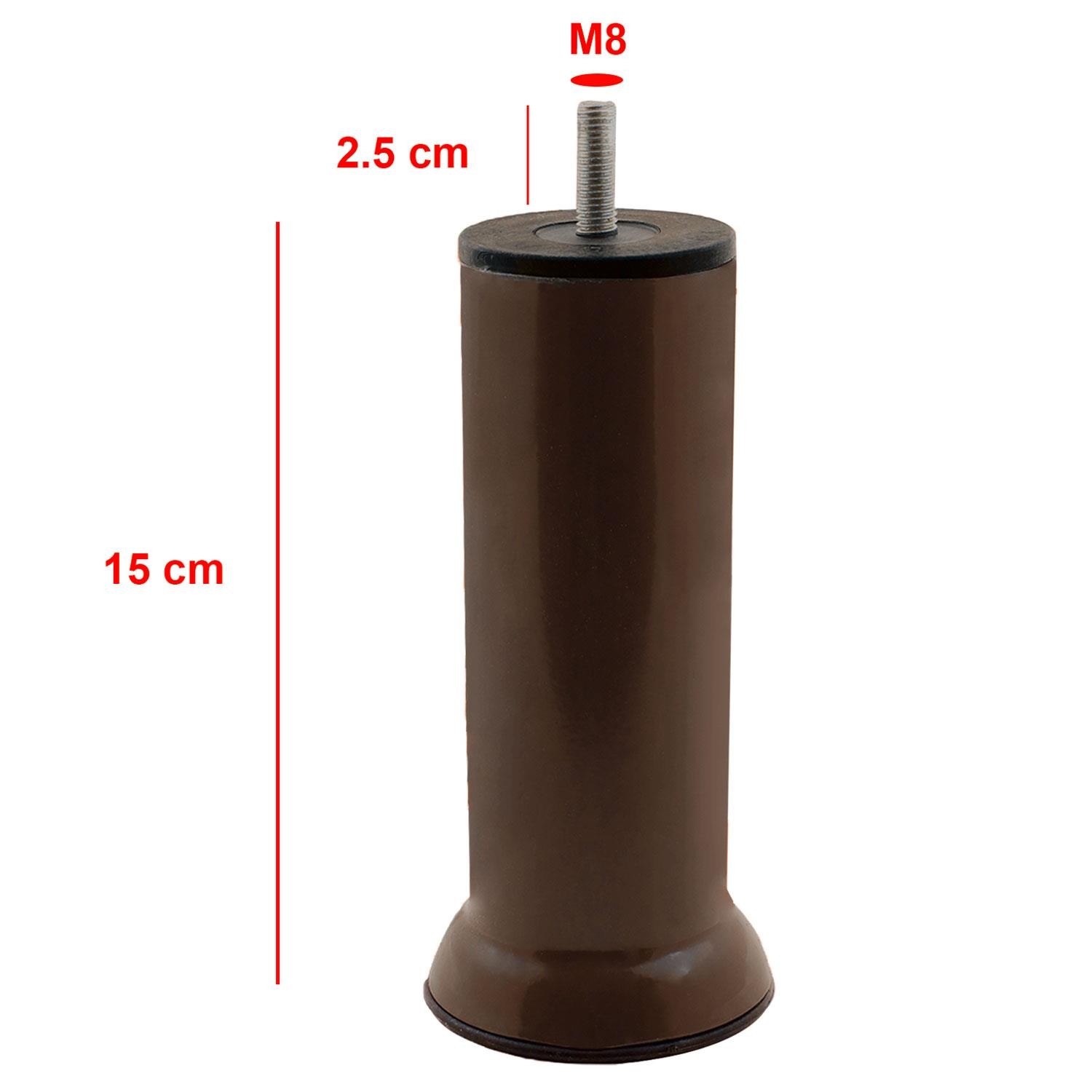Mobilya Kanepe Baza Çekyat Koltuk Destek Yükseltme Ayağı M8 Civata Kahverengi Metal Ayakları 15 Cm