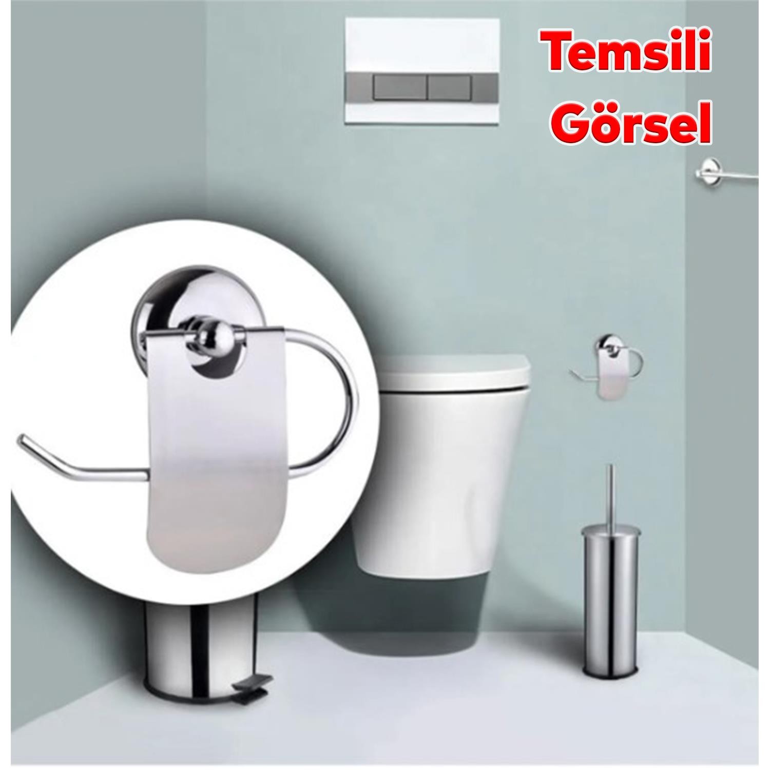 Yapışkanlı Tuvalet Kağıtlık Aparat Kapalı WC Kağıt Standı Bez Havluluk Paslanmaz Metal Sağlam Krom