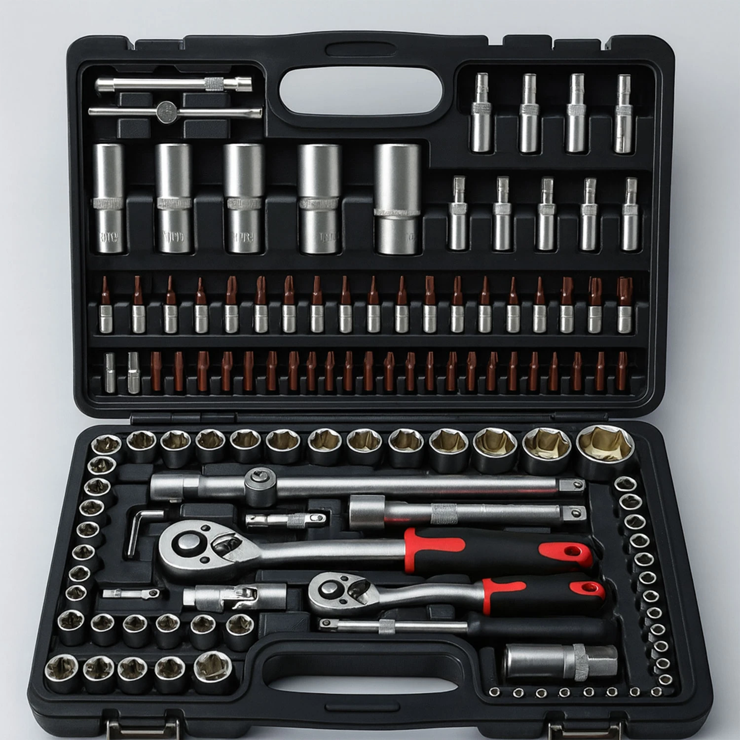 Lokma Seti 108 Parça 1/2'' 1/4'' Cr-V Çelik 6 Köşe Lokma Anahtar Takımı Profosyonel Tamir Seti