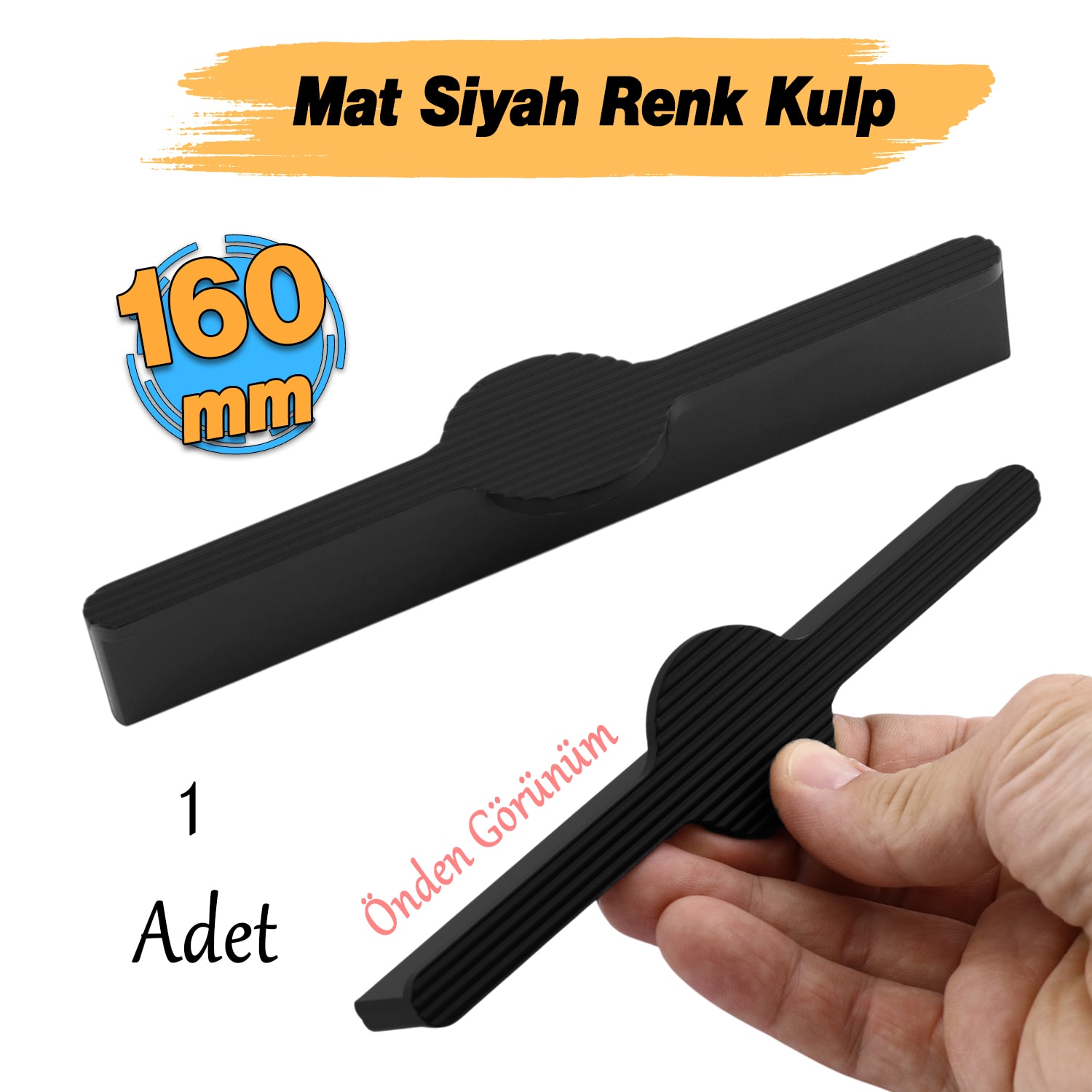 Saral Çizgili Mat Siyah Metal Kulp 160 mm 16 cm Mobilya Çekmece Mutfak Dolabı Dolap Kapak Kulpları
