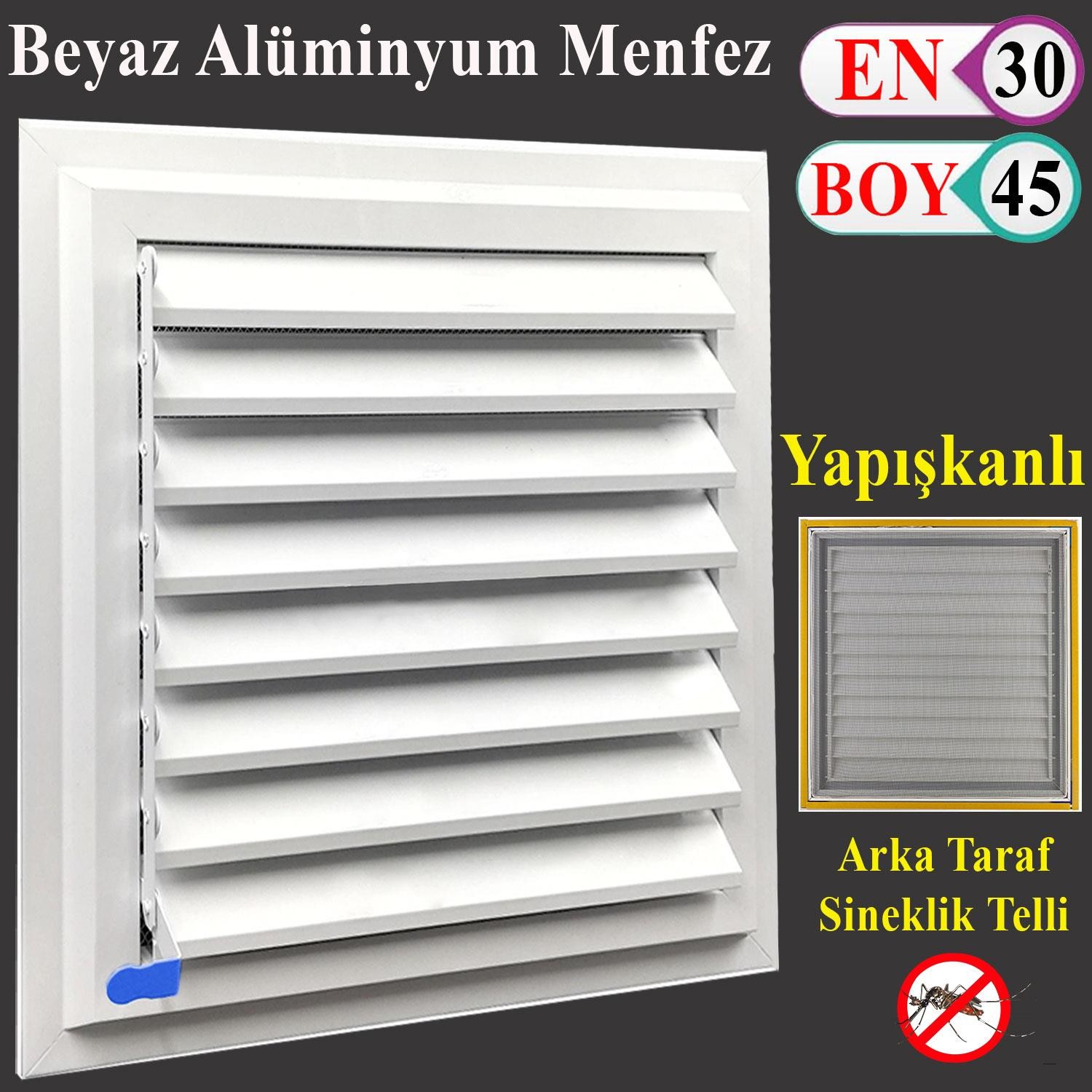 Menfez Banyo Wc Tuvalet Havalandırma Alüminyum Panjur Beyaz 30x45 CM