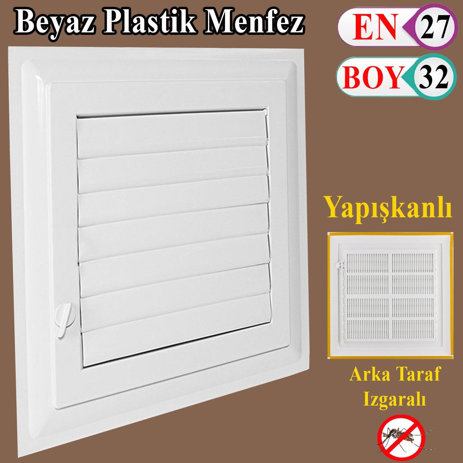 Menfez Banyo Wc Tuvalet Havalandırma Plastik Panjur Beyaz 27x32 CM