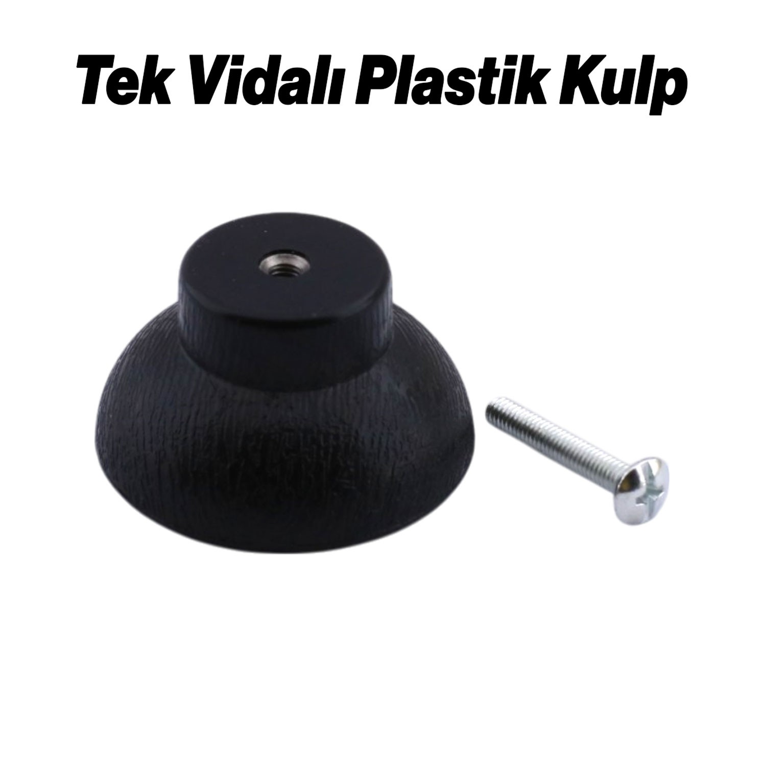 Alegro Düğme Siyah 10 ADET Mobilya Mutfak Dolap Dolabı Çekmece Kulpu Kulbu Plastik Tek Vidalı Kulp