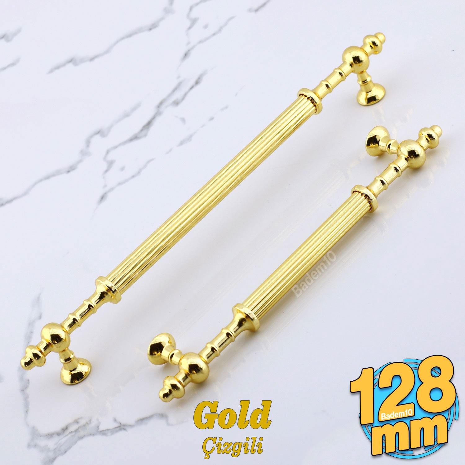 Kader Gold Metal Kulp 128 mm- 12.8 cm Mobilya Çekmece Mutfak Dolabı Dolap Kulpları Kulbu Kulpu Altın