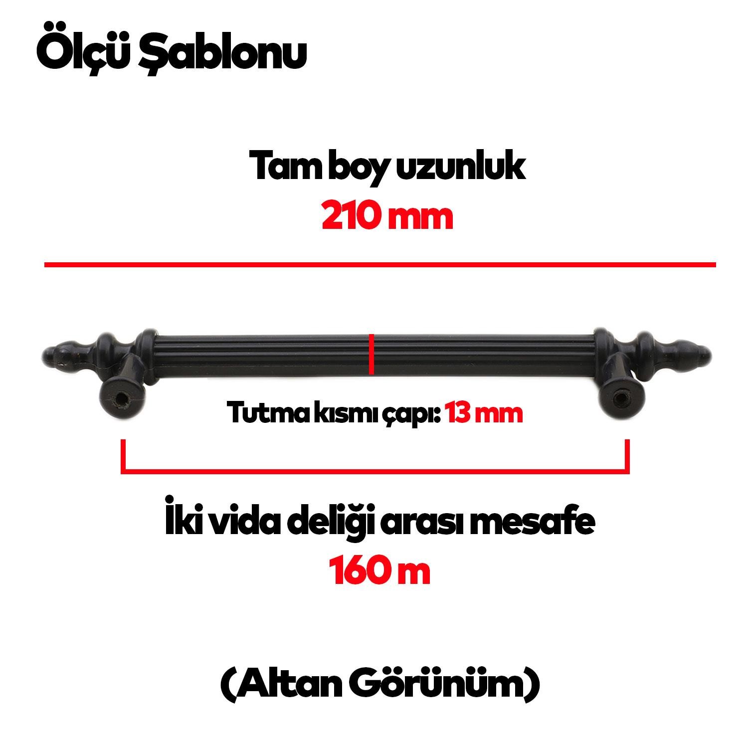 Polavit 160 Mm (SERT PLASTİK) Siyah Mobilya Çekmece Mutfak Dolap Dolabı Kulpu Kulbu Kulpları 10 Adet