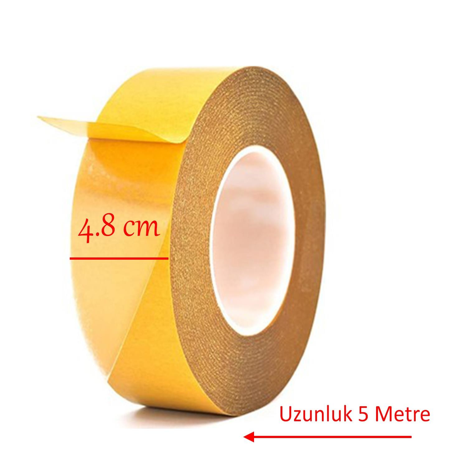 (2 ADET) Kaydırmaz Kaymaz Çift Taraflı Yapıştırma Sabitleme Kilim Paspas Halı Bandı 48 Mm X 5 Mt Bant