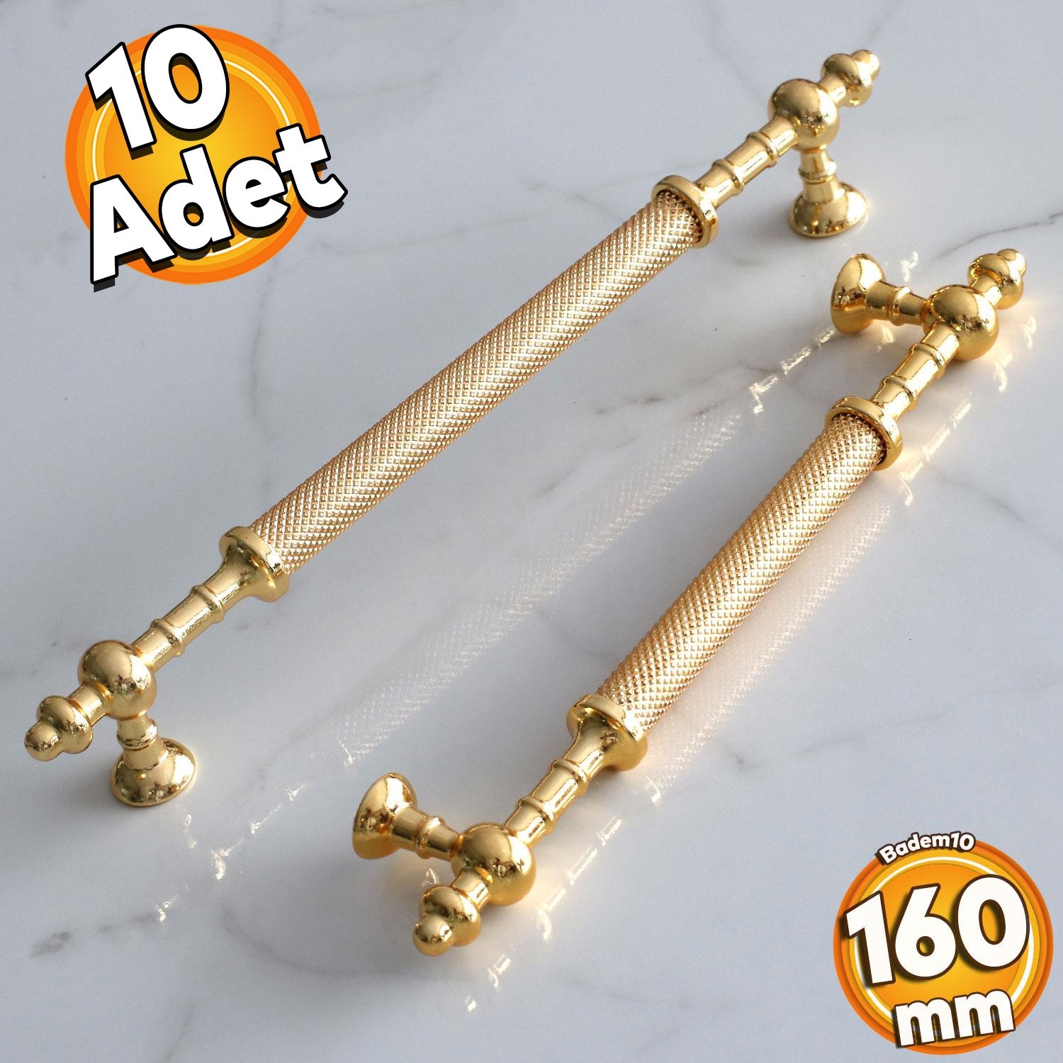 10 ADET Ladin Altın Gold Metal Kulp 160 mm-16 cm Mobilya Mutfak Çekmece Dolabı Dolap Kapak Kulpları Kulbu