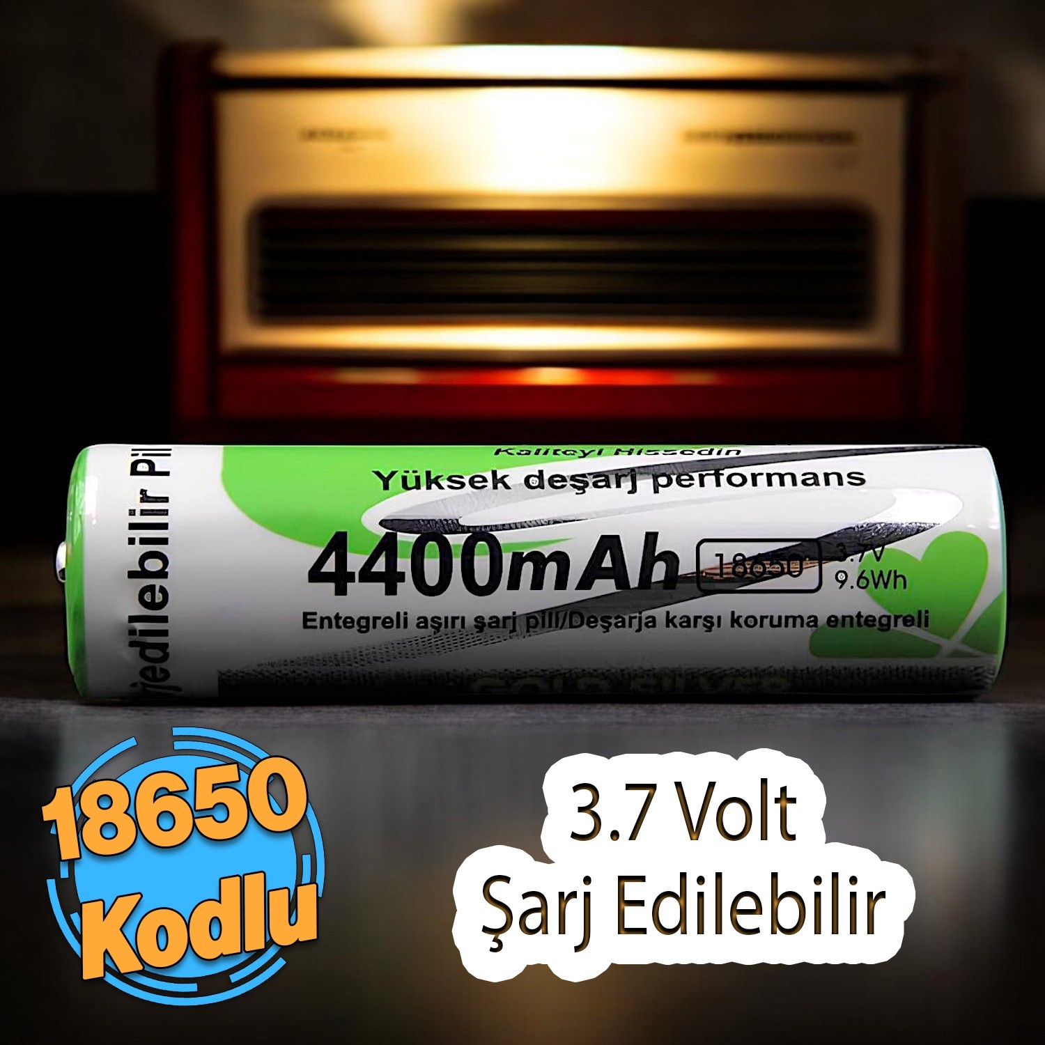 Şarj Edilebilir Pil 18650 Kodlu 4400 maH 3.7 Volt Li-on Batarya Akü Şarjlı 1 Adet