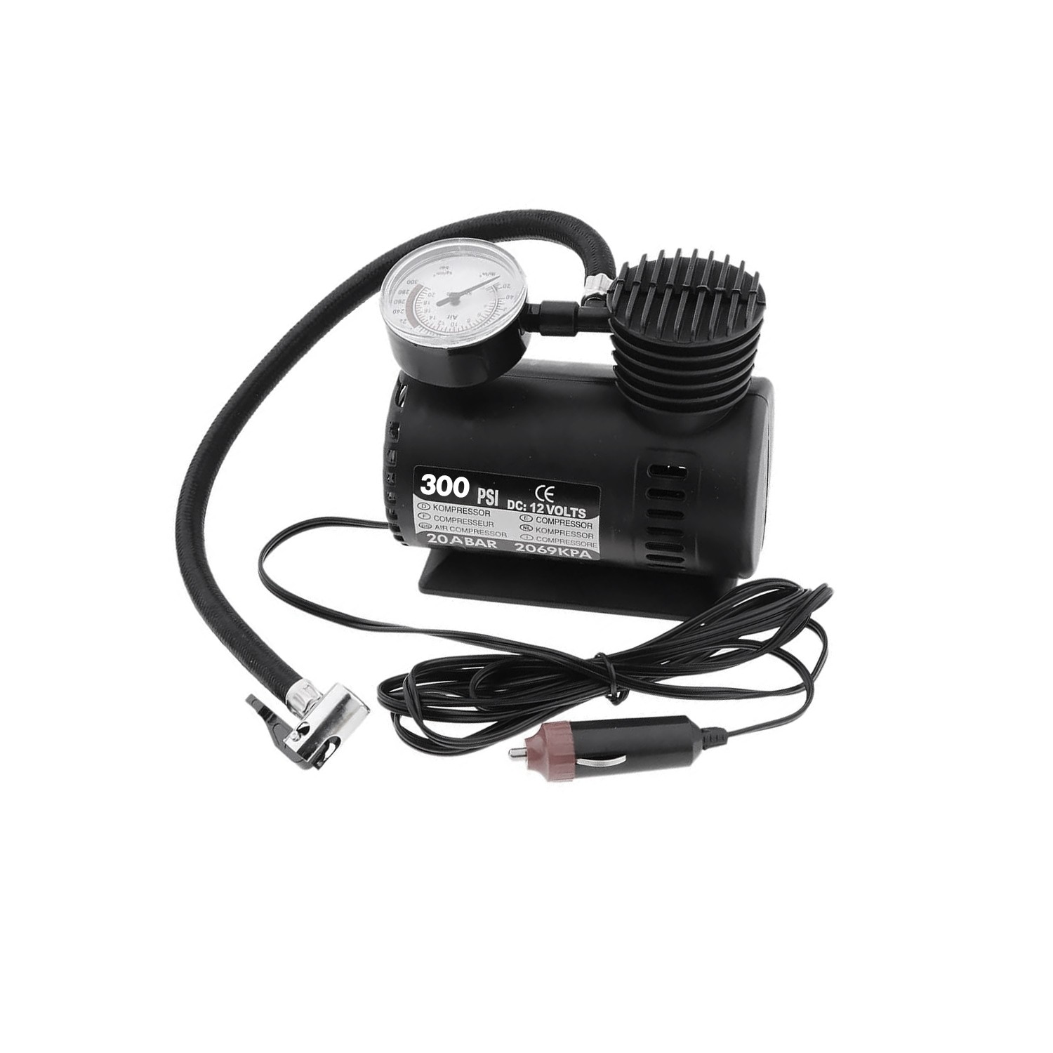 Mini Hava Kompresörü 12V Araç Tipi Çakmaklık Araba Bisiklet Teker Lastik Şambrel Top Şişirme 300 Psı