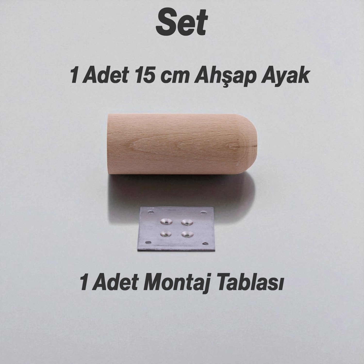 Bohem Doğal Ahşap Silindir Ayak 15 cm Aparat Dahil Mobilya Koltuk Kanepe Sehpa Masa Ayağı Ayakları