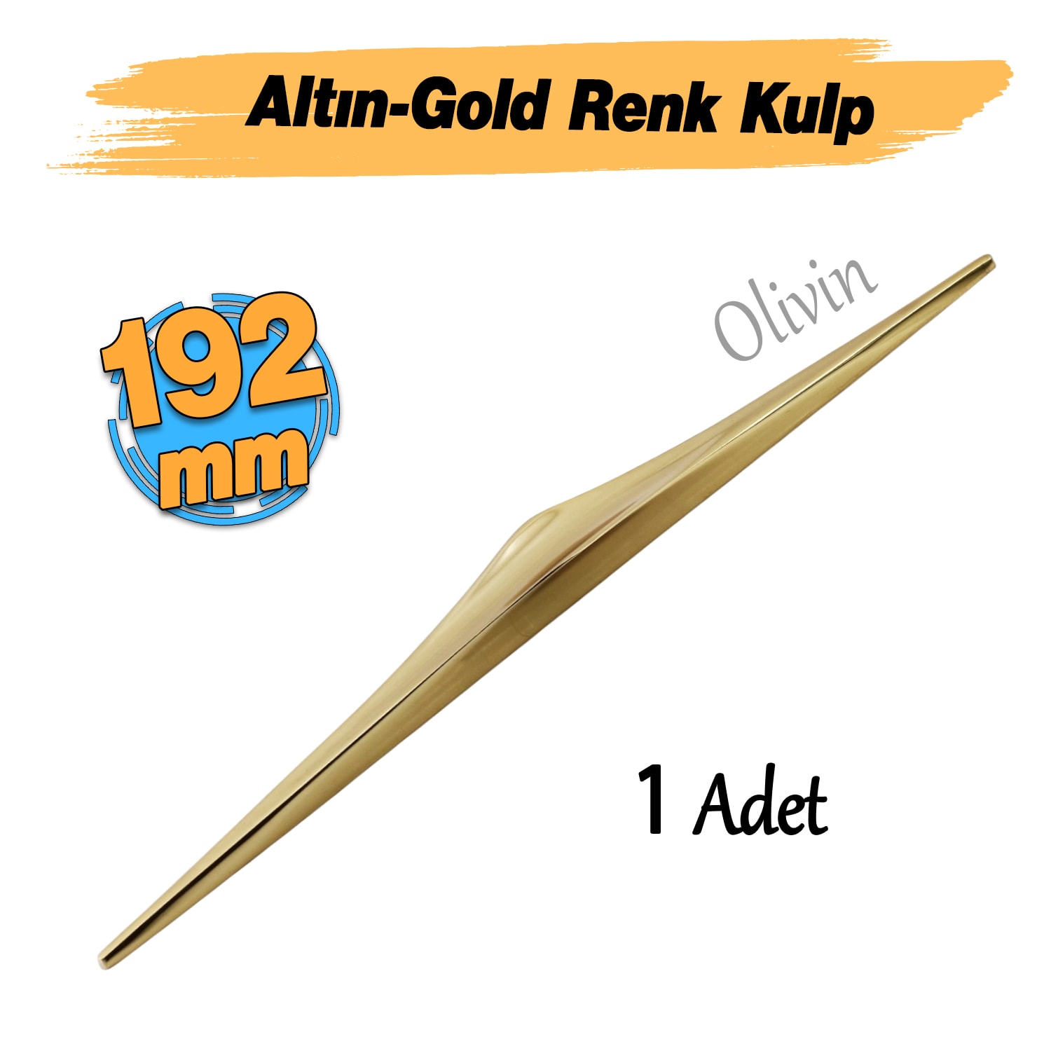 Olivin Altın Metal Kulp 192 mm - 19.2 cm Mobilya Çekmece Mutfak Dolabı Dolap Kulpları Kulbu Kulpu