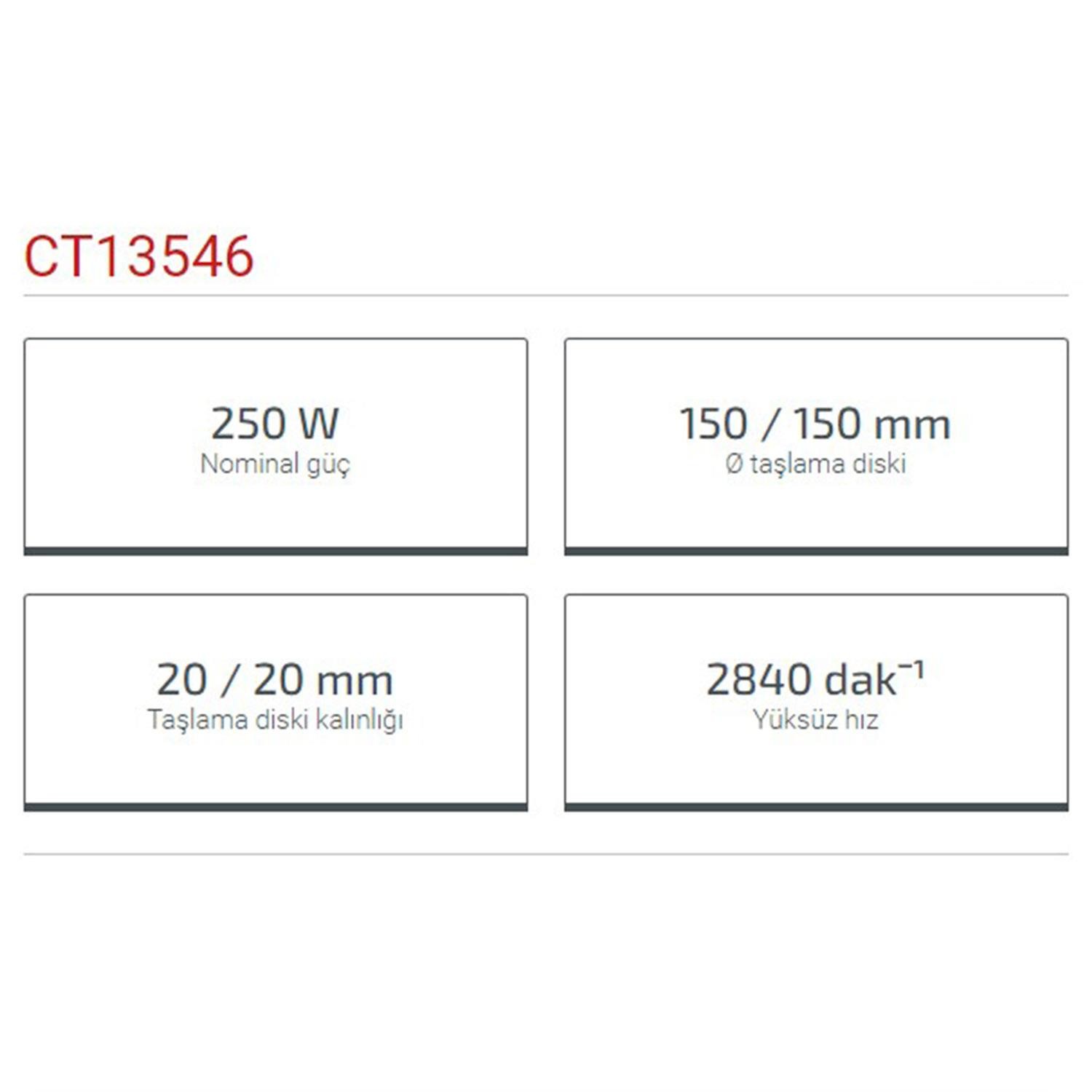 Crown CT13546 Taşlama Motoru Taş Motoru Makinesi 150 mm 250 W