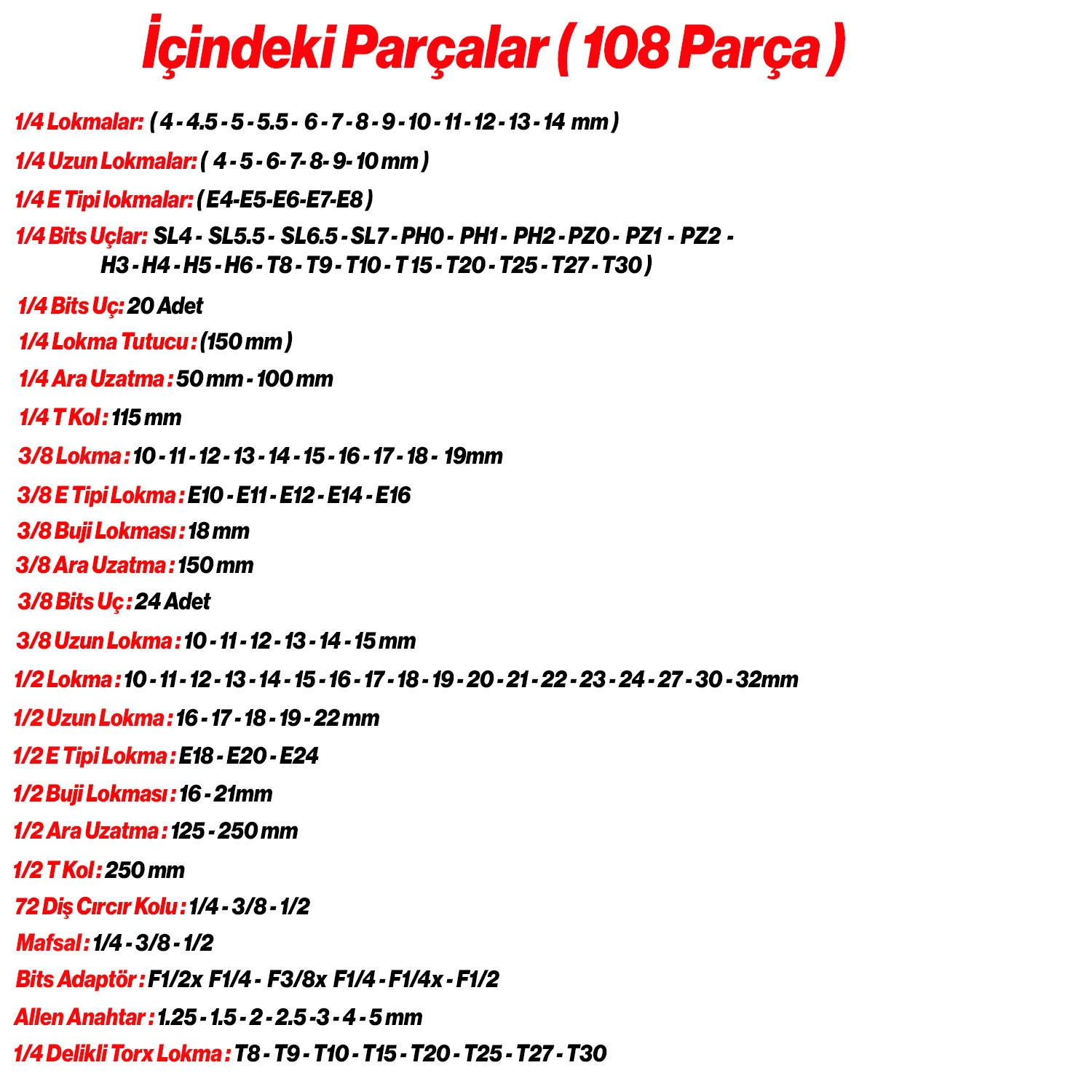 Lokma Anahtar Seti 173 Parça Profesyonel Çok Amaçlı El Alet Seti 1/2 3/8 1/4 6 Köşe CR-V Çelik