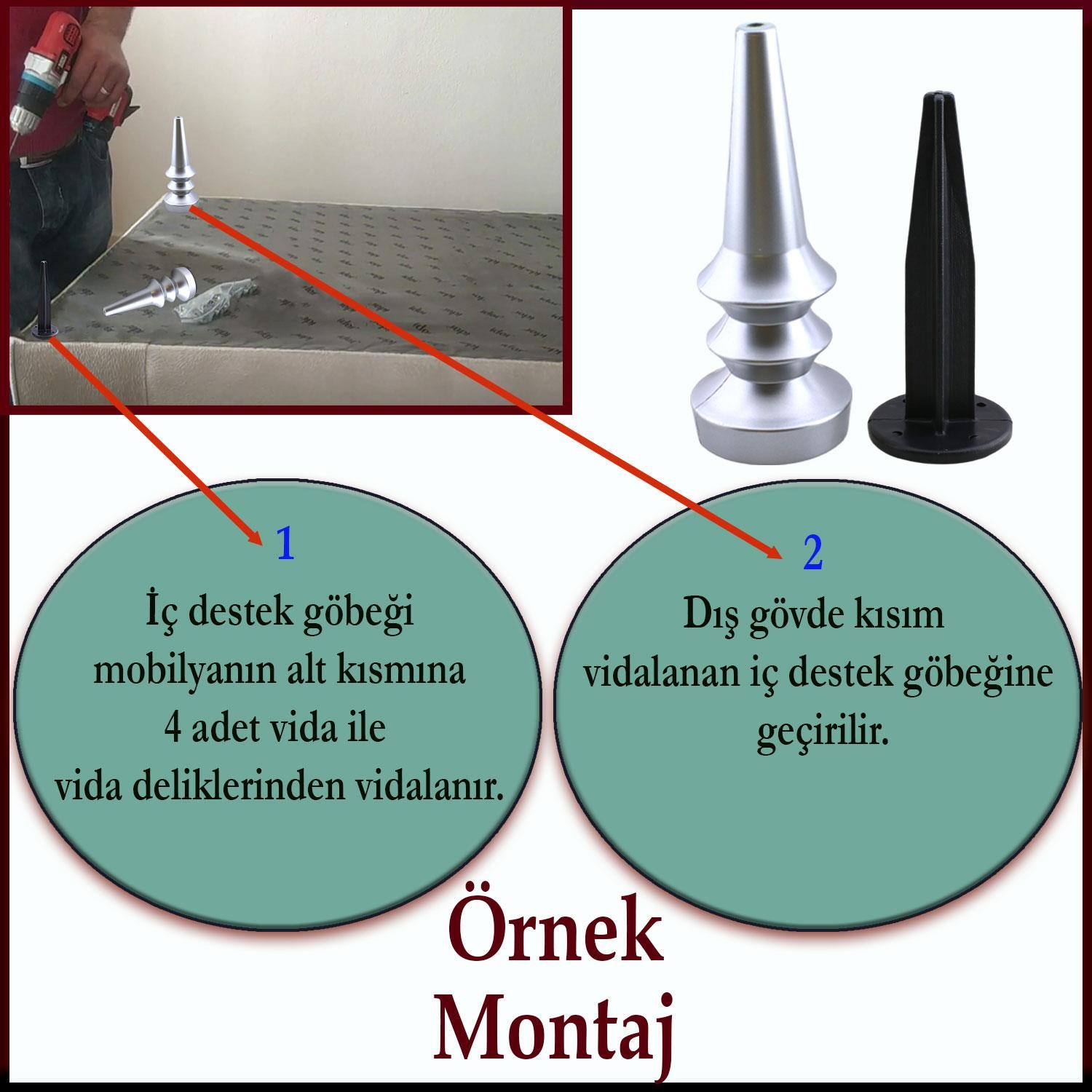 Oliva Mat Krom Gümüş 20 cm Mobilya Kanepe Koltuk Tv Ünitesi Konsol Yükseltme Ayağı Ayakları 4 Adet