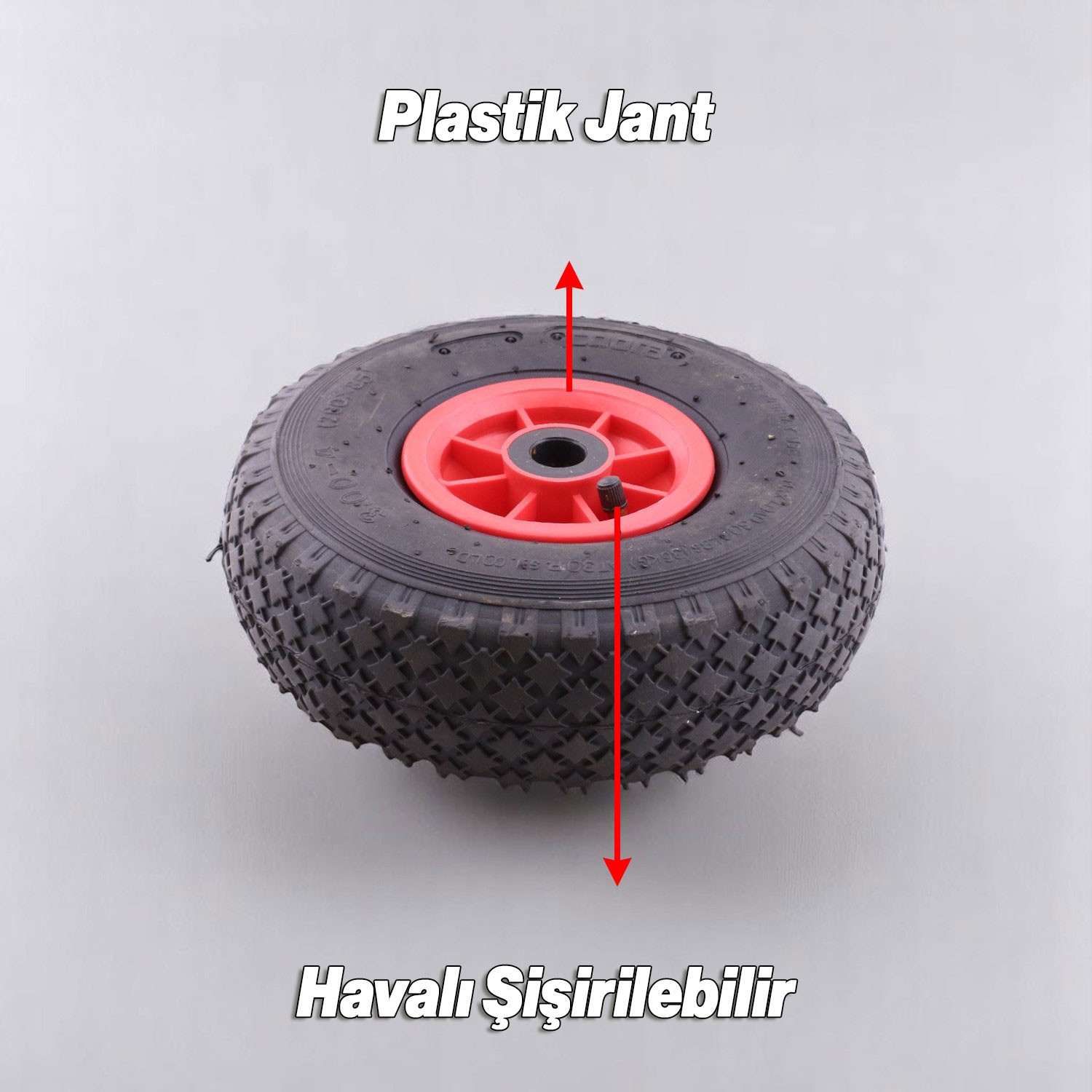Plastik Jantlı Siboplu 260x85 mm El Arabası Tekeri Burçlu İç Lastikli Şişme Havalı Taşıma Arabaları