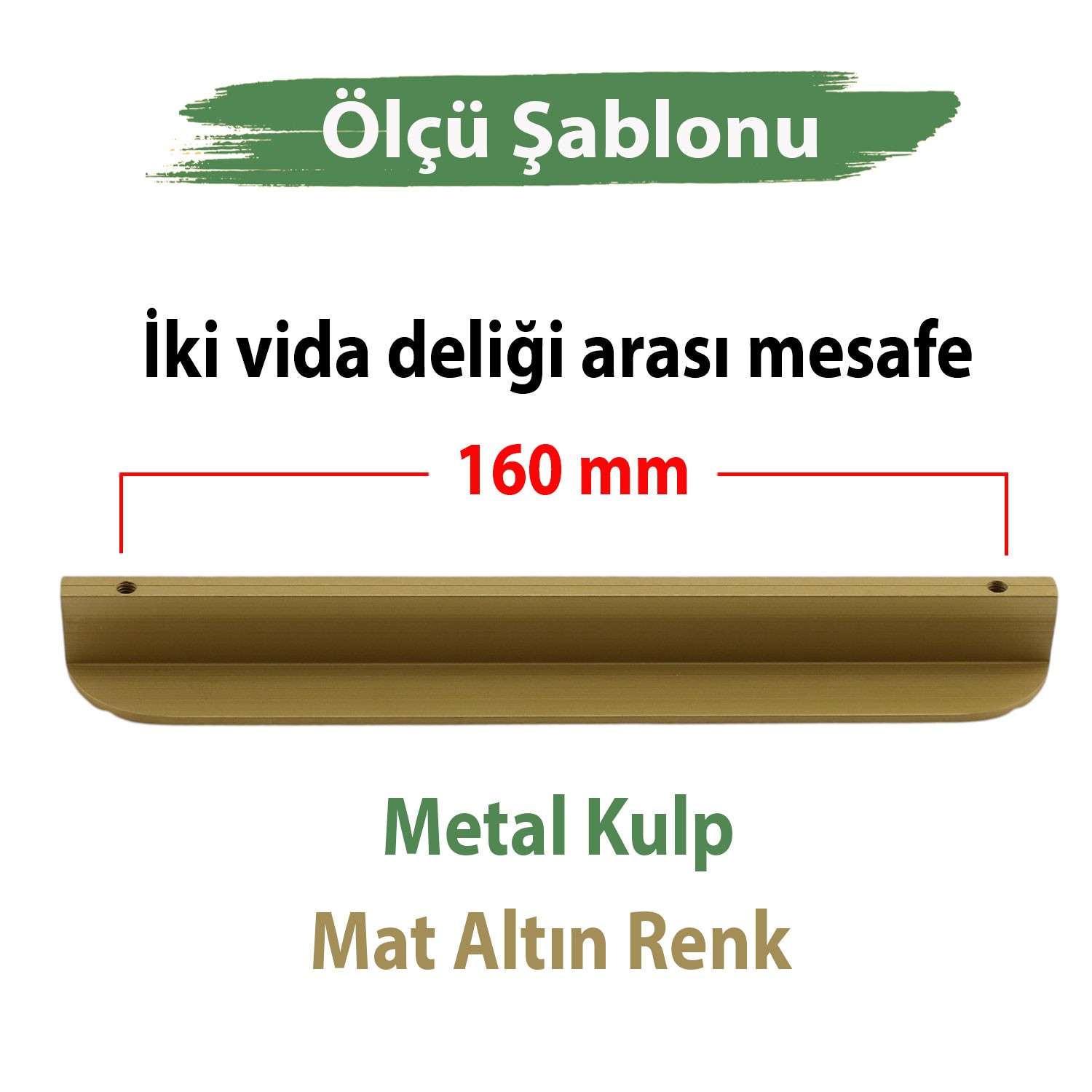 Teke Mat Altın Metal Kulp 160 mm 16 cm Mutfak Dolabı Kulbu Kulpu Mobilya Çekmece Dolap Kulpları