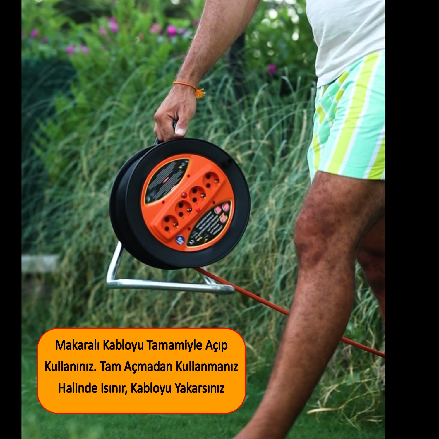 Bylion PMK-20325-F Plastik Makaralı Seyyar CCA Kablo 4 Prizli Uzatma Kablosu 3x2.5 mm 20 Metre Alüminyum Alaşım Kablosu