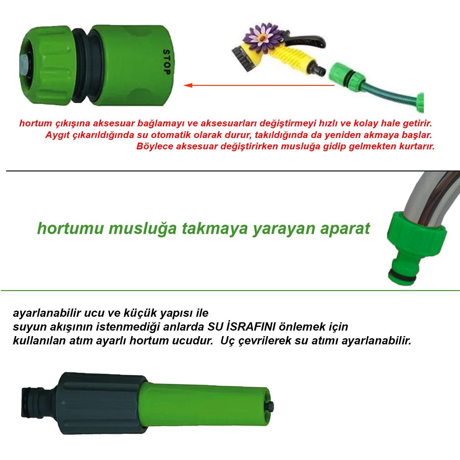 Hortum Sulama Başlığı Seti 4 Parça Hortum Bağlantı Ekleme Aparatı Eki Bahçe Sulama Adaptörü DY8025 