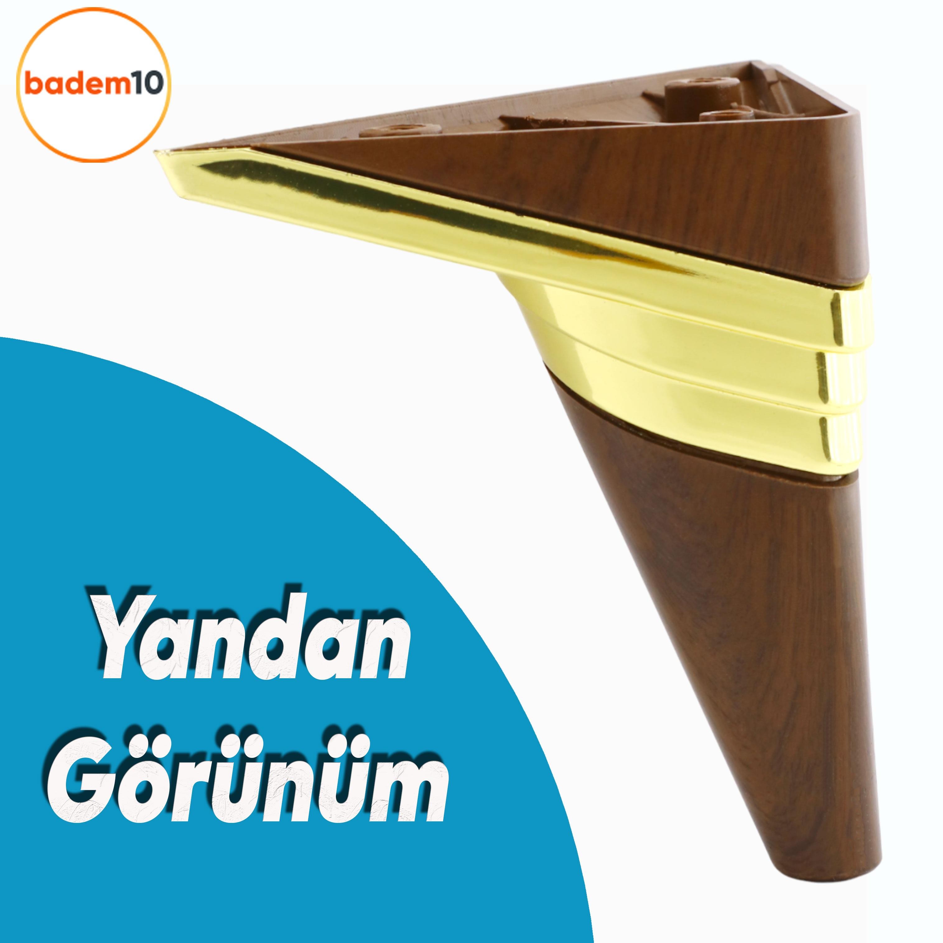 Golden Köşe Lüks Mobilya Kanepe Sehpa TV Ünitesi Koltuk Ayağı Baza Ayakları Yeni Ceviz Altın 14 cm