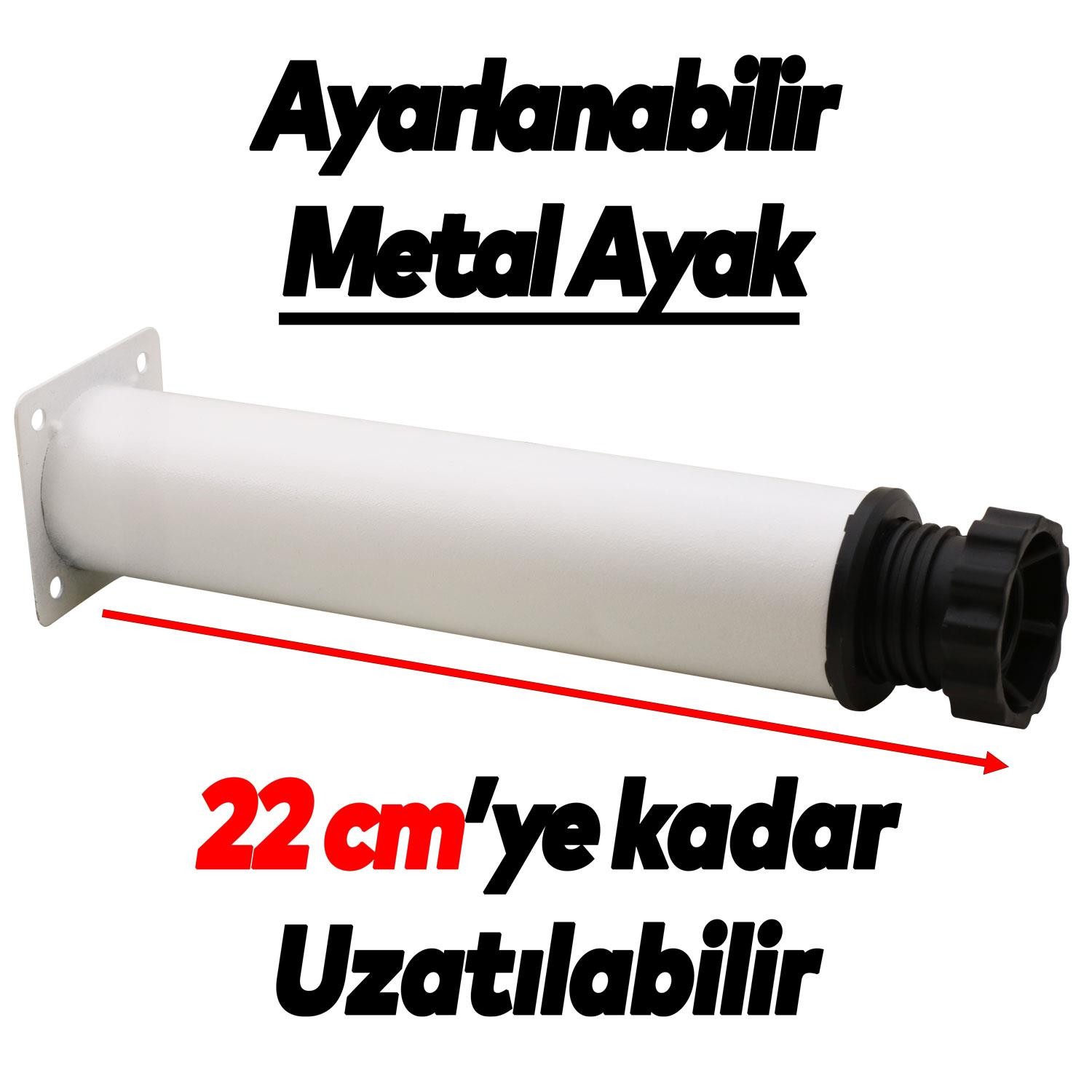 Ayarlanabilir Mobilya Kanepe Konsol Koltuk Metal Destek Yükseltici Beyaz Ayağı Ayakları 20 Cm 4 Adet