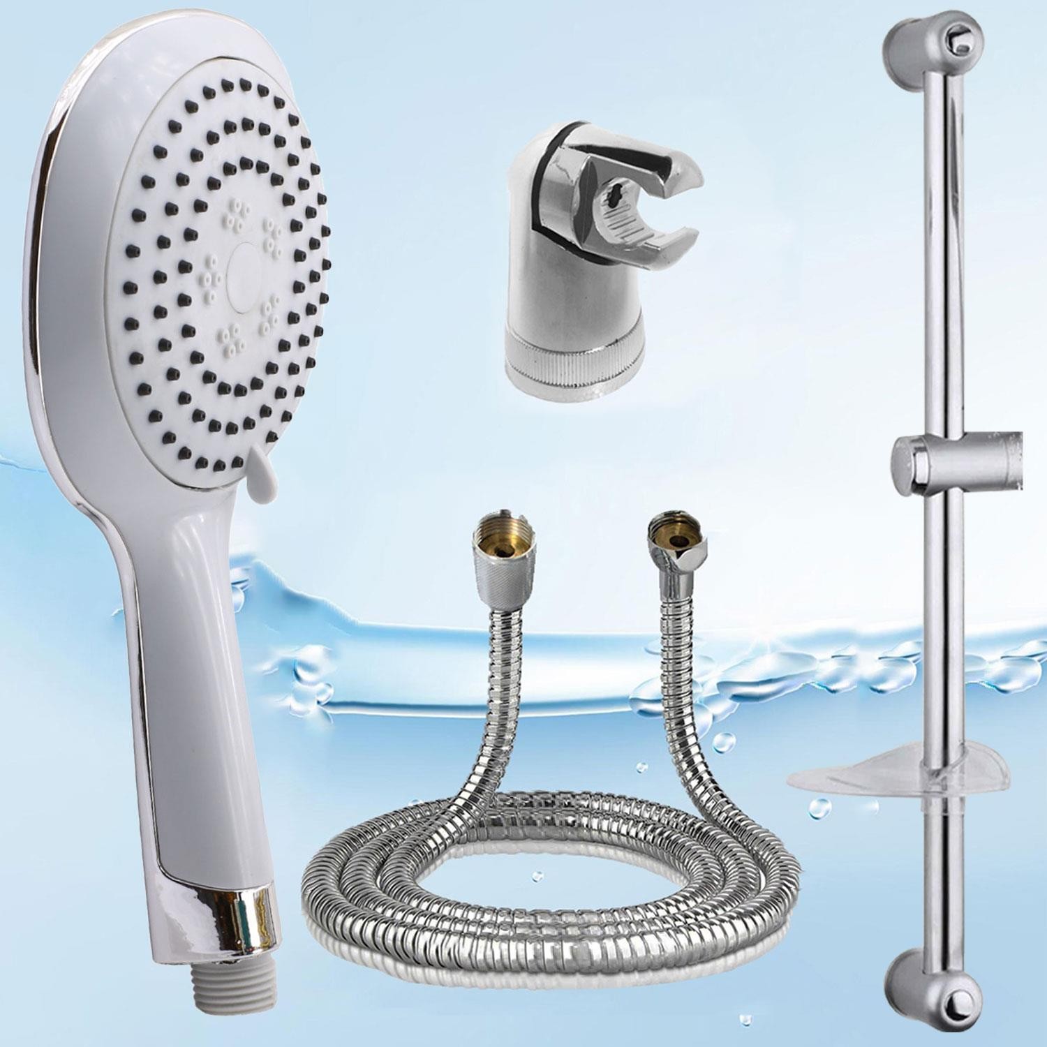 Duş Seti Sürgülü Banyo Duş Başlığı Seti Fiskiyesi Telefonu Yuvarlak Başlık Metal Hortum