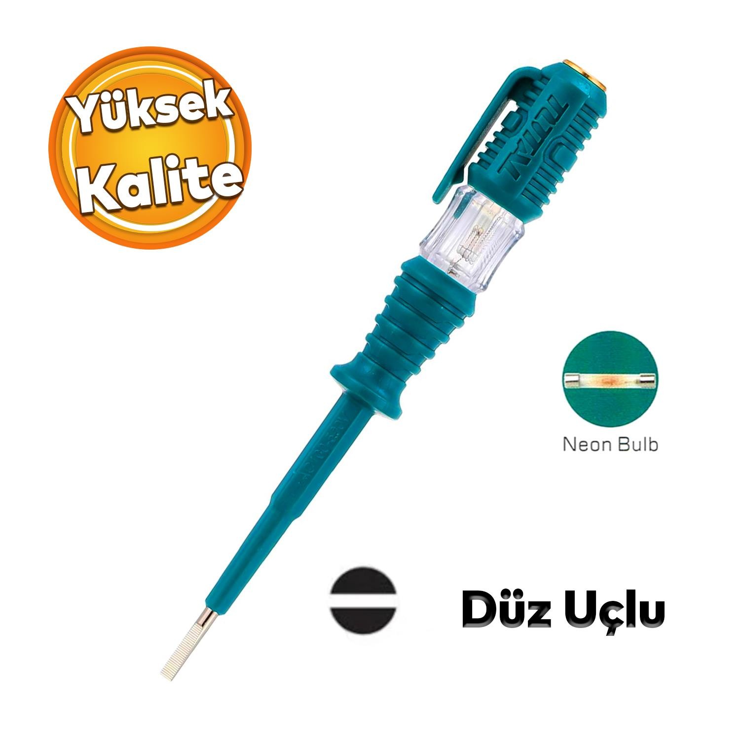 Total Kontrol Kalemi 140 mm Elektrik Priz Faz Voltaj Kontrol Tornavidası Düz Uçlu THT291408