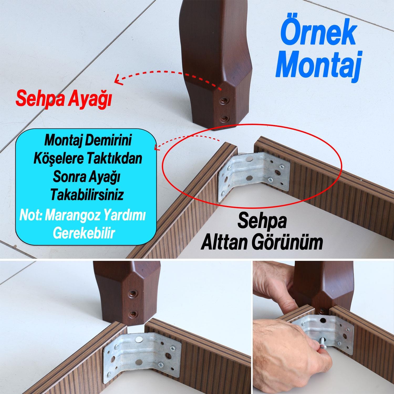 Erva Plastik 4 Adet Sehpa Ayağı 46 cm Siyah Renk Orta Ayak Zigon Sehpa Mobilya Masa Ayakları Siyah