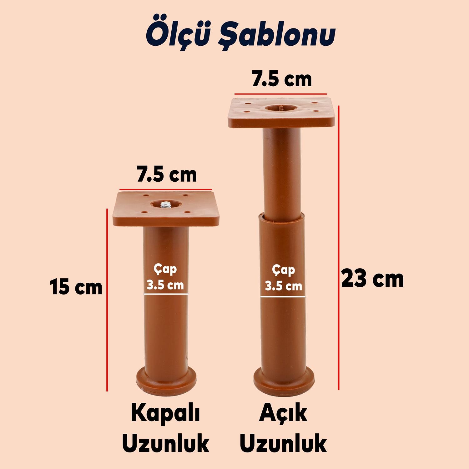 Ayarlanabilir Kare Mobilya Kanepe Koltuk Baza Destek Yükseltici Yükseltme Ayağı 15 Cm Kahve Ayakları