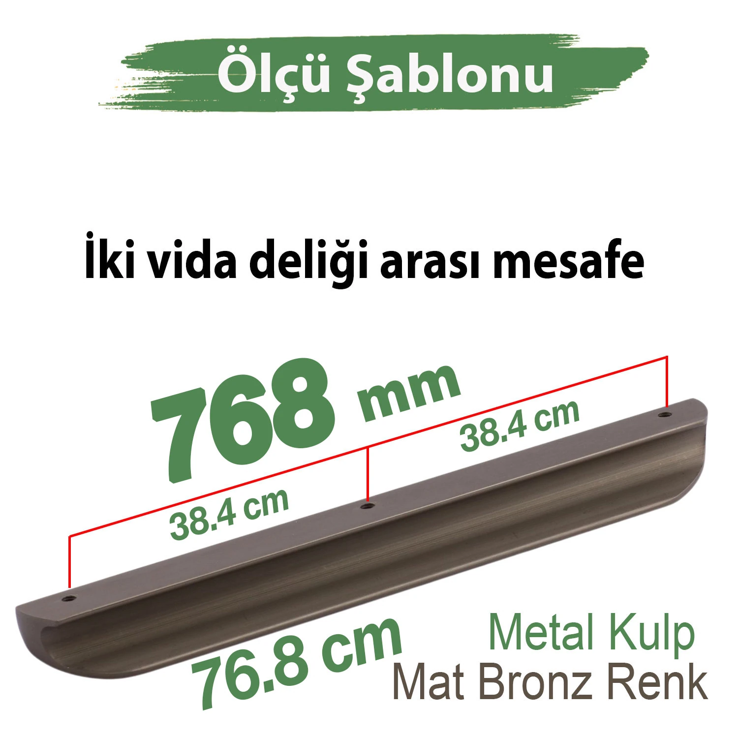 Fırat Bronz Metal Gardırop Kulpu 768 mm Mutfak Vestiyer Banyo Mobilya Çekmece Dolap Kulpları Kulbu
