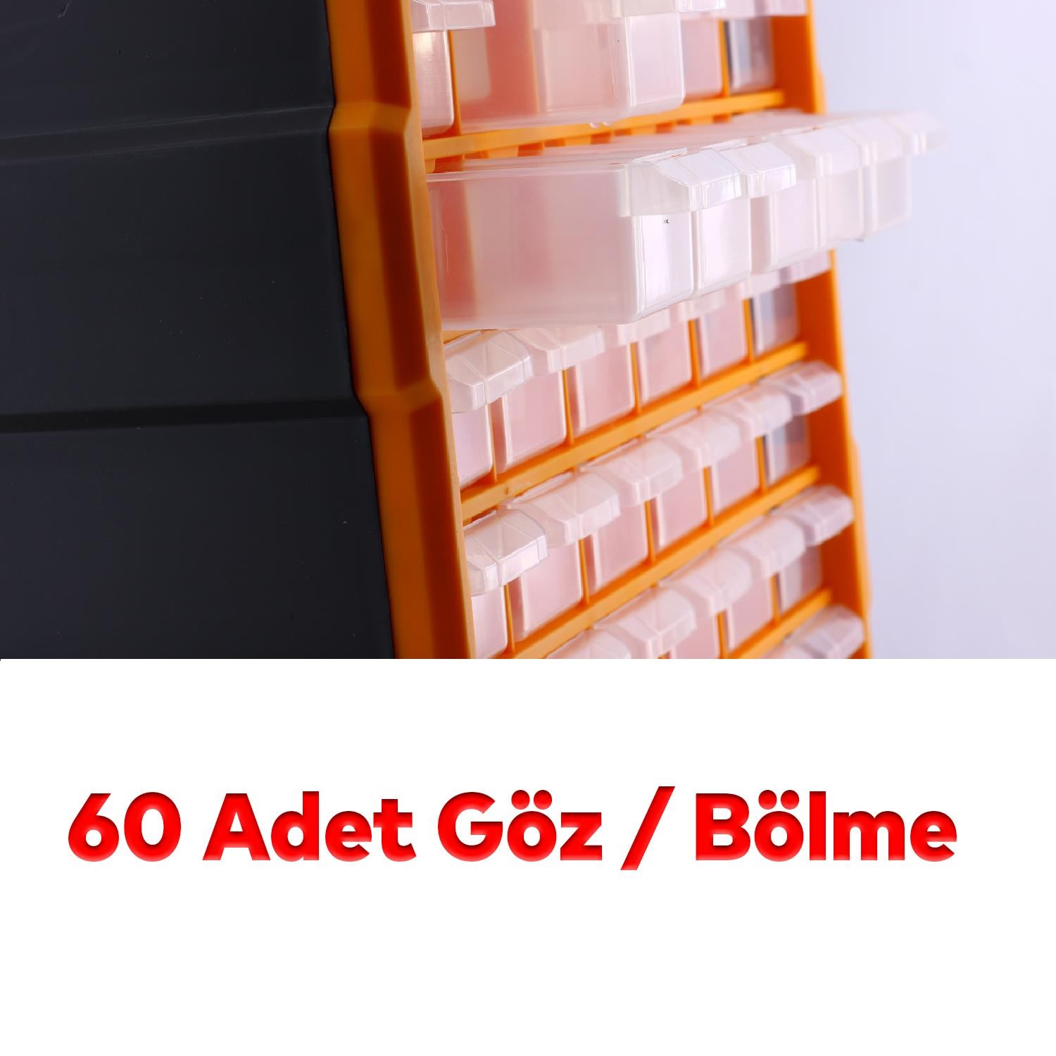 Vida Dübel Civata Kutusu Bölmeli Avadanlık Monoblok Çekmeceli 60'lı Takım Çantası Plastik Organizer