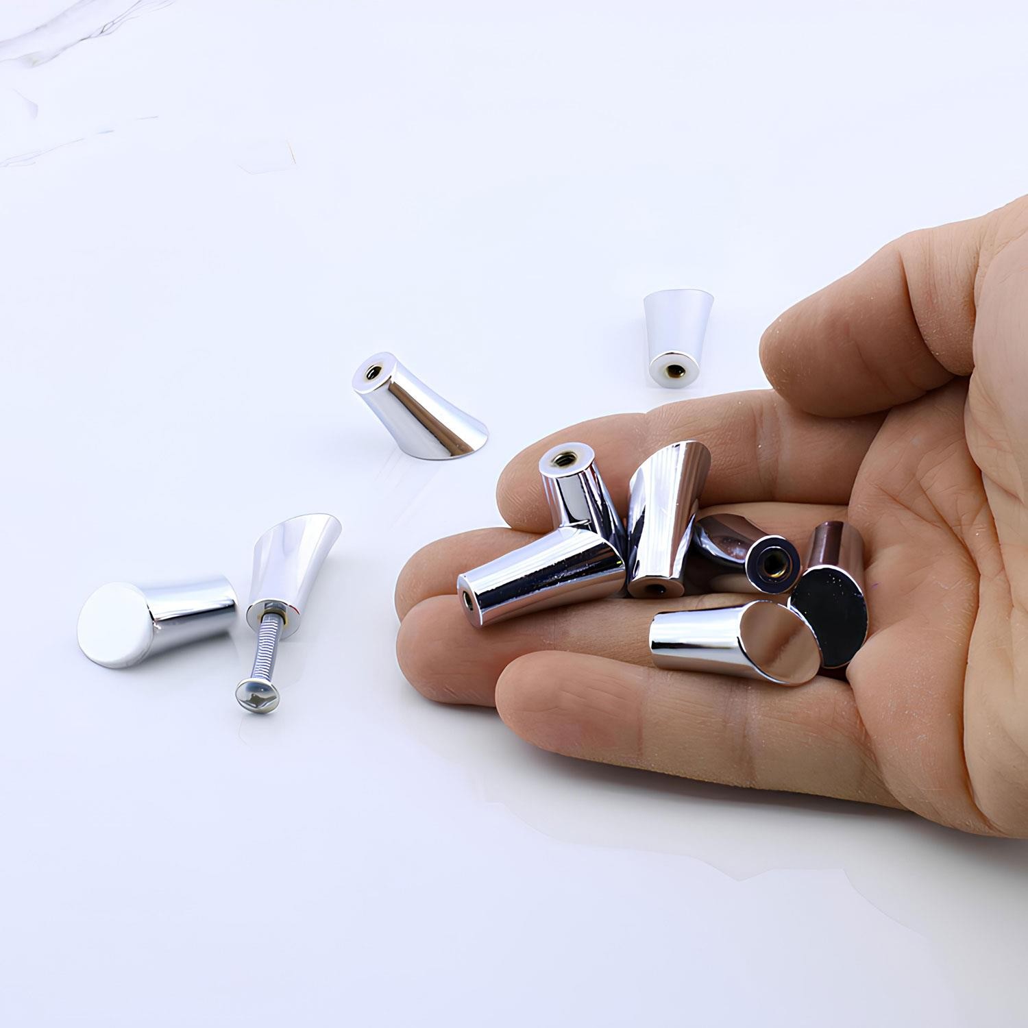 Yeniay Kulp Düğme Metal Krom Renk Çekmece Mutfak Mobilya Dolabı Dolap Kulpu Kulbu Kulpları Tek Vida