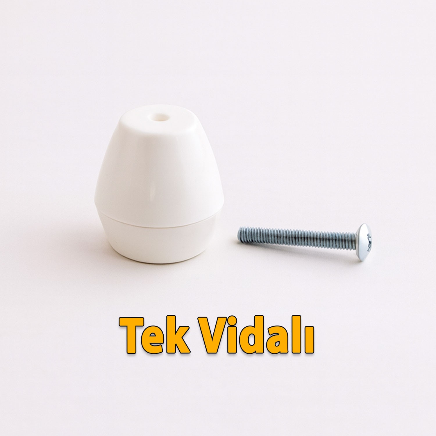 Merkür Düğme Kulp Beyaz Renk Mobilya Mutfak Dolap Dolabı Çekmece Kulpu Kulbu Plastik Tek Vidalı