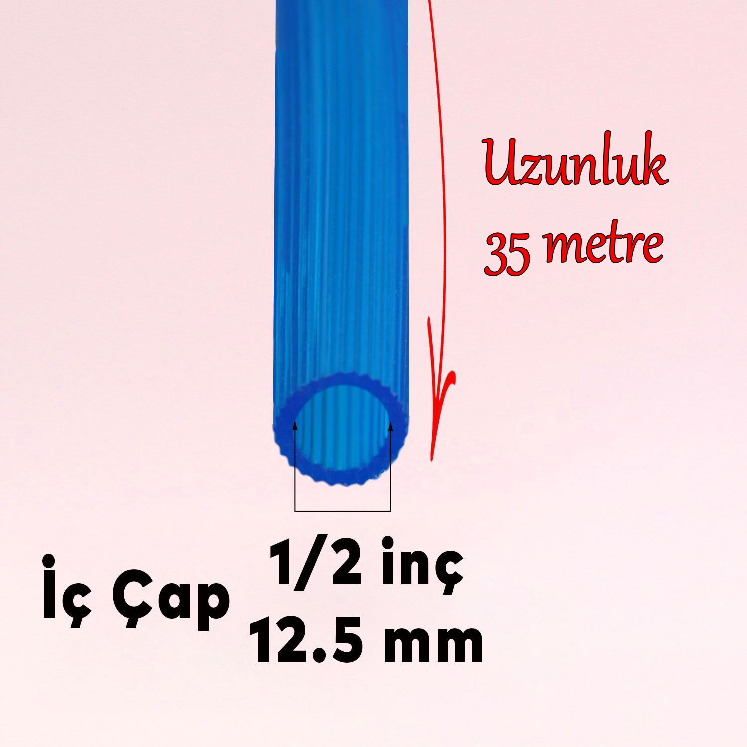 Bahçe Çeşme Su Hortumu 35 Metre İç Çap 1/2 Naturel Silikonlu Sulama Araç Yıkama Hortum
