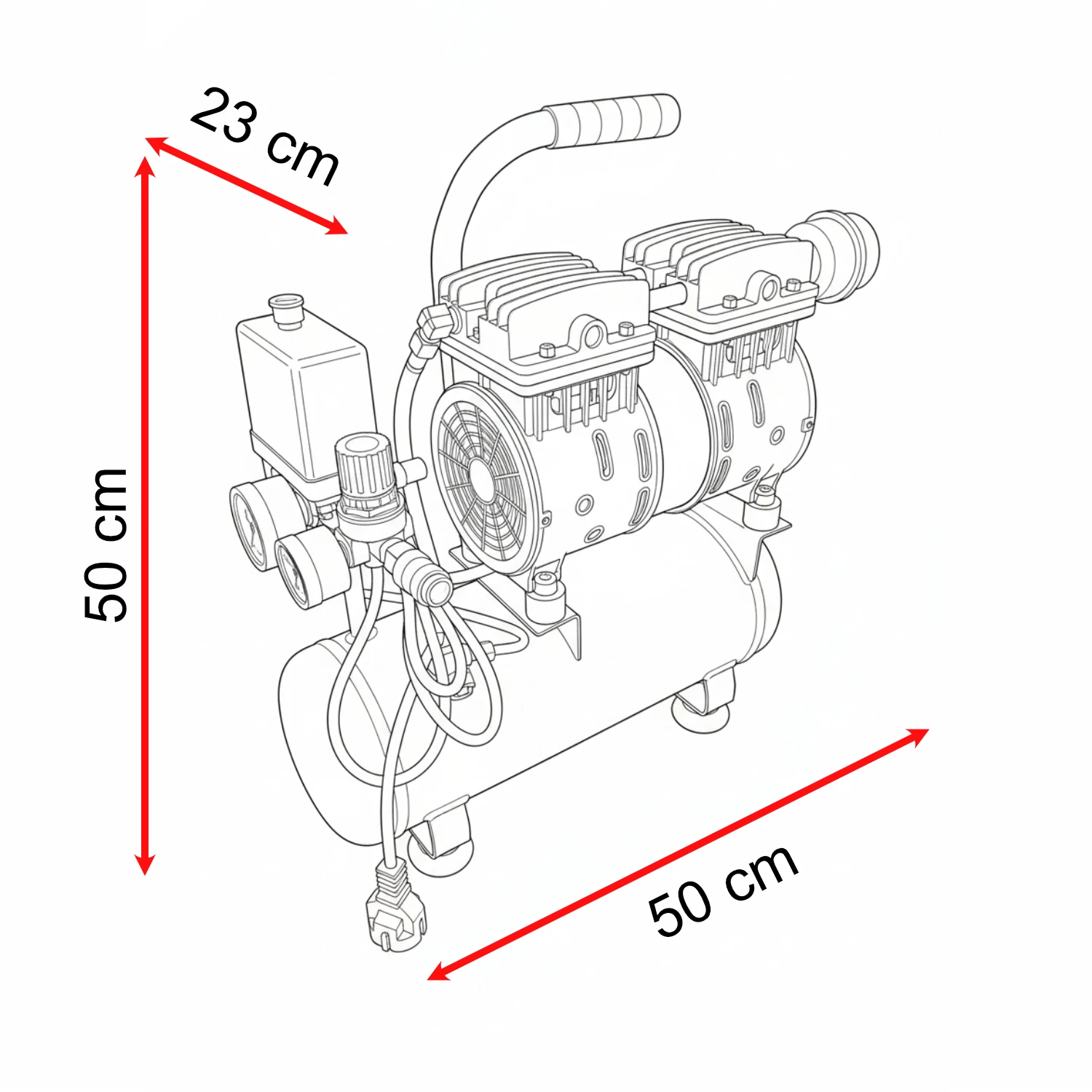 Yağsız FACEWS06 Sessiz Kompakt Kolay Taşınabilir Tekerleksiz Hava Kompresörü 6 Litre 