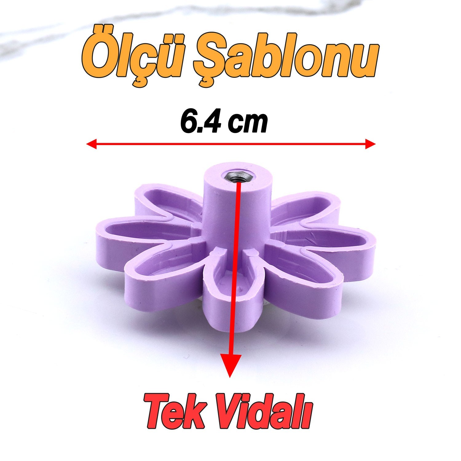 Plastik Papatya Kulp Lila Renk Mobilya Çoçuk Odası Kız Erkek Dolap Kapak Kulpu Çekmece Kulbu 1 ADET