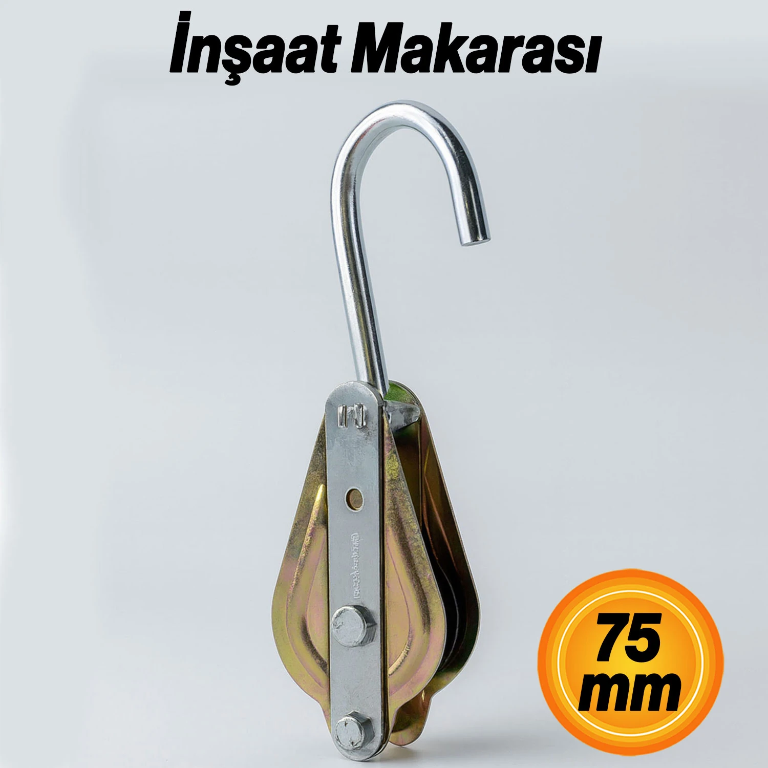Metal İnşaat Makarası 75 mm Halat Kasnağı Vinç Taşıyıcı Aparat Dayanıklı Şantiye Tipi Kullanımı