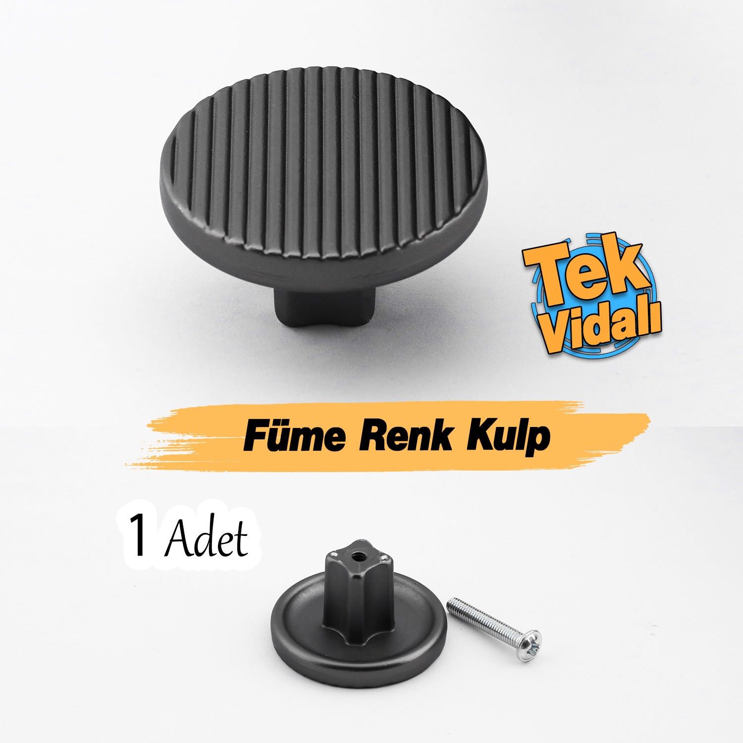 Tek Vidalı Çizgili Lüks Füme Renk Düğme Metal Kulp Çekmece Mobilya Mutfak Dolabı Dolap Kulbu Kulplar