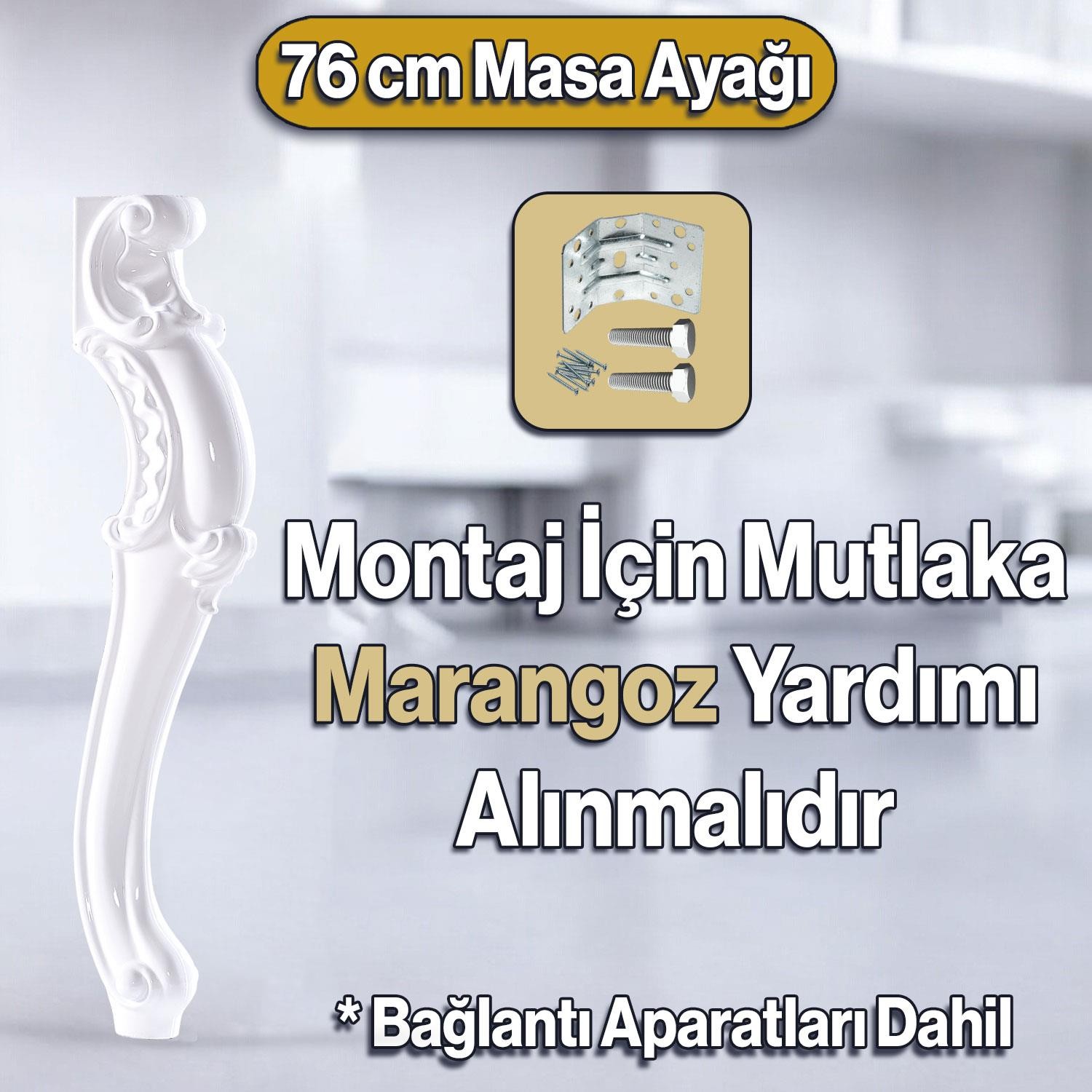 Valenta Masa Dresuar Ayağı 76 cm Plastik Ayak Mutfak Yemek Masası Mobilya Ayakları Beyaz