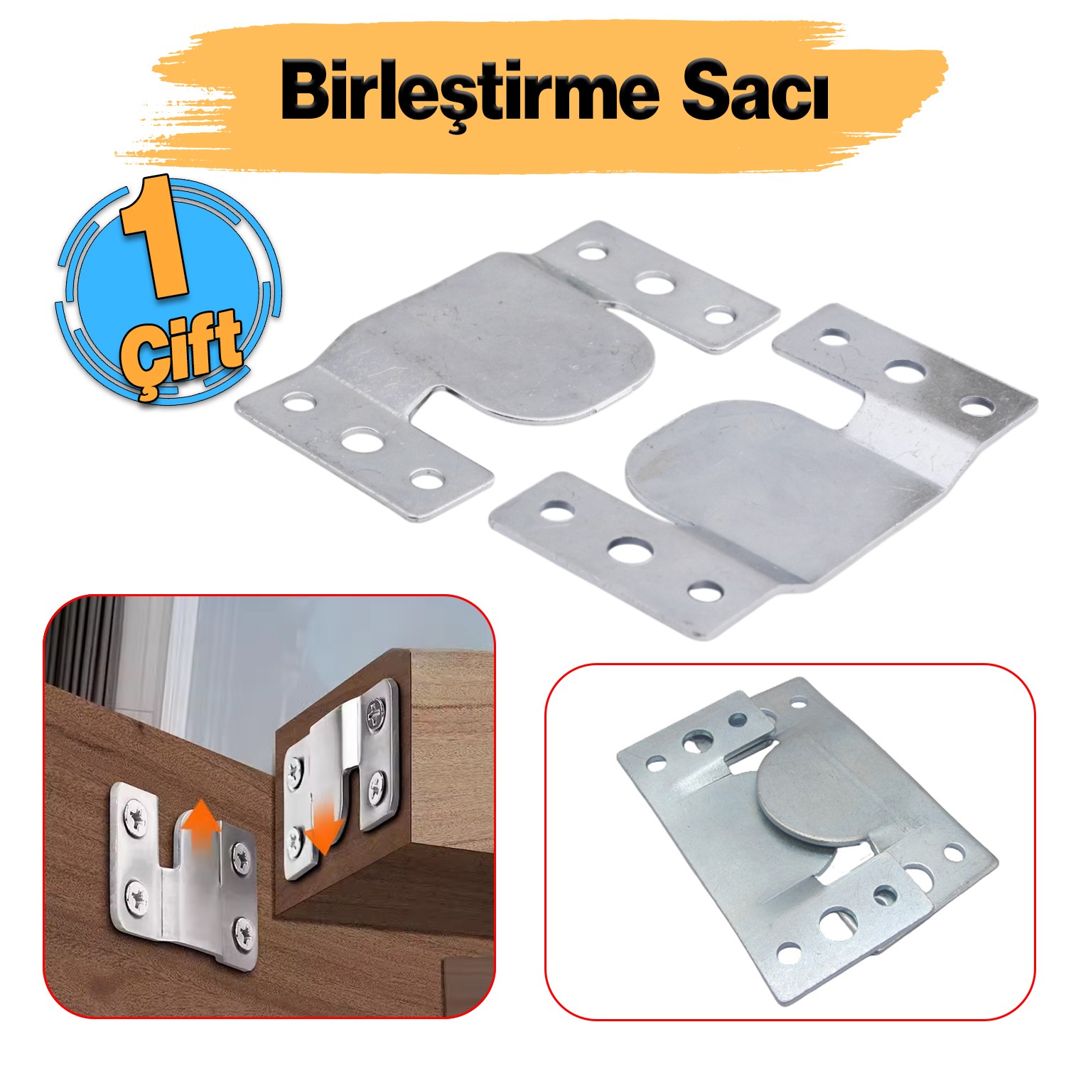 Metal (1 Çift Takım) Baza Başlık Mobilya Karyola Köşe Koltuk Birleştirme Sacı Saç Bağlama Braketi