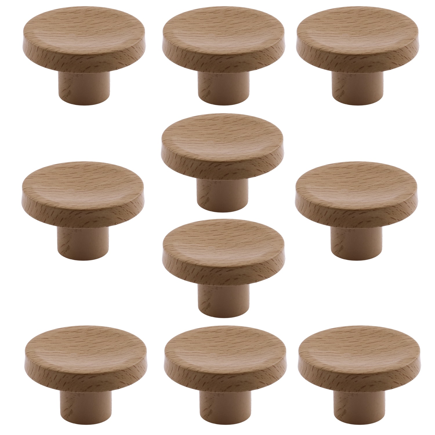 Tek Vidalı (10 Adet) İç Bükey Plastik Düğme Kulp Doğal Meşe Renk Mobilya Dolap Çekmece Kulpu Kulbu