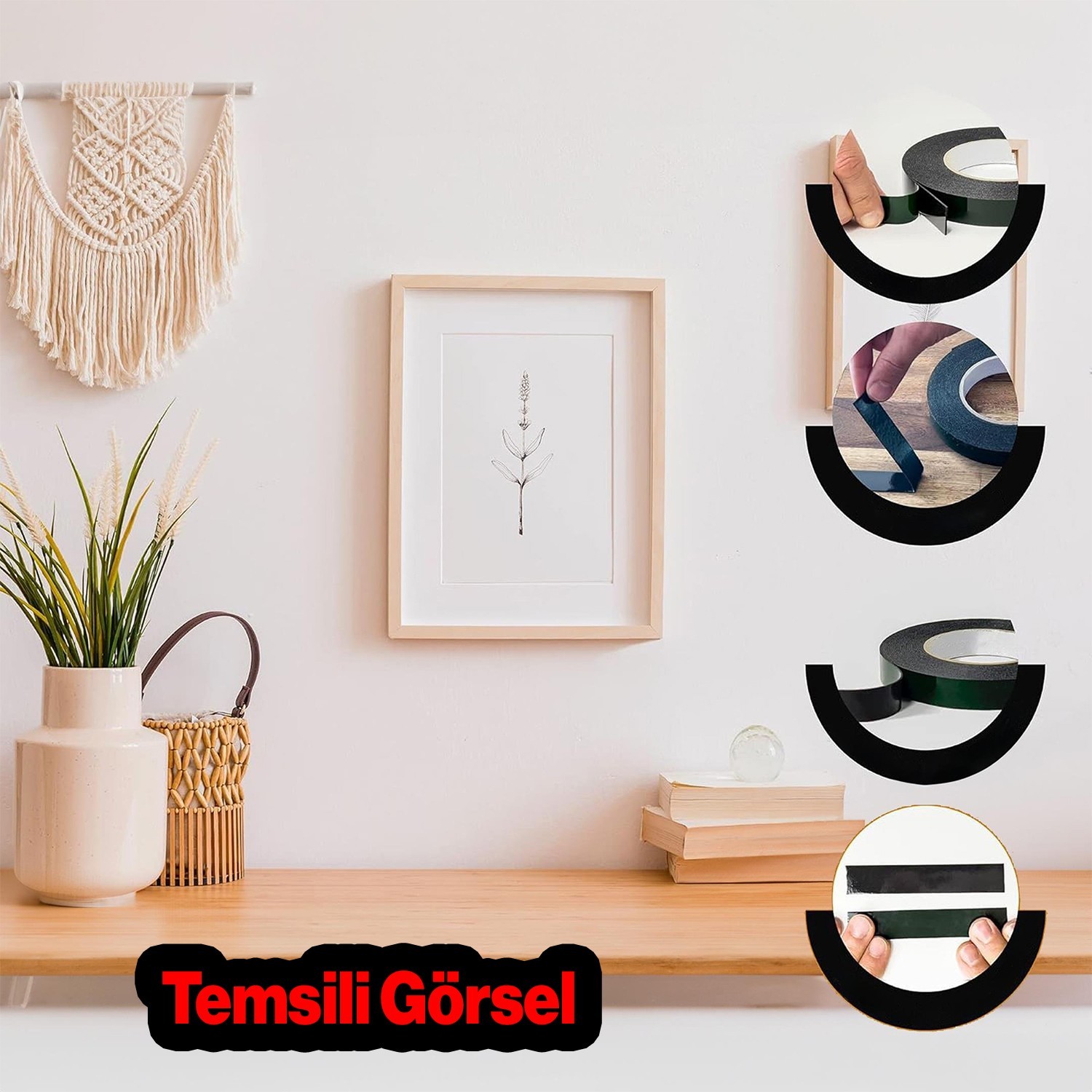 Çift Taraflı Köpük Sünger Bant Eva Montaj Bandı Siyah 30 mm x 10 Metre Etil Vinil Asetat 1 Adet