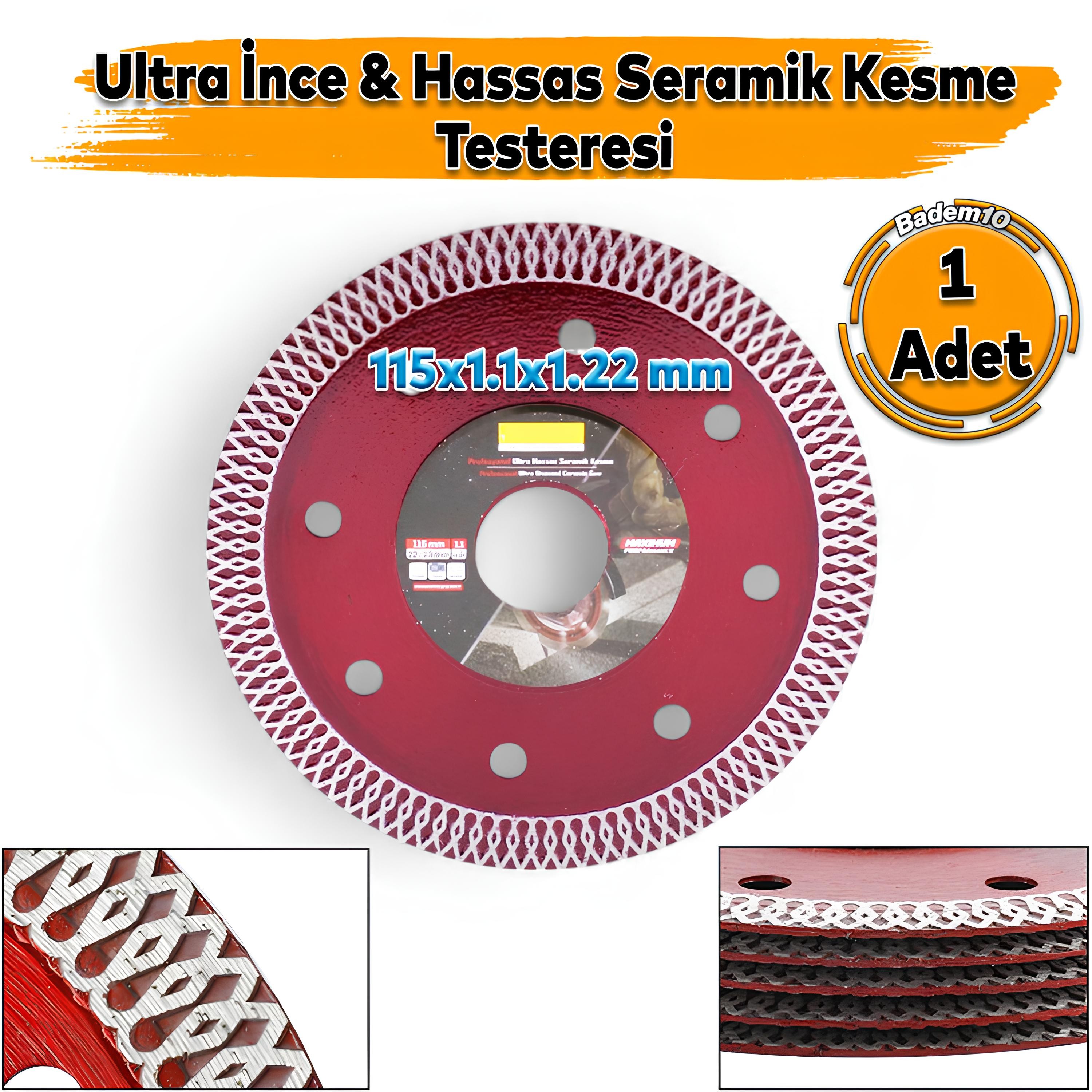 115 mm Ultra İnce Hassas Elmas Seramik Mermer Porselen Fayans Granit Sulu Kuru Kesim Kesme Disk