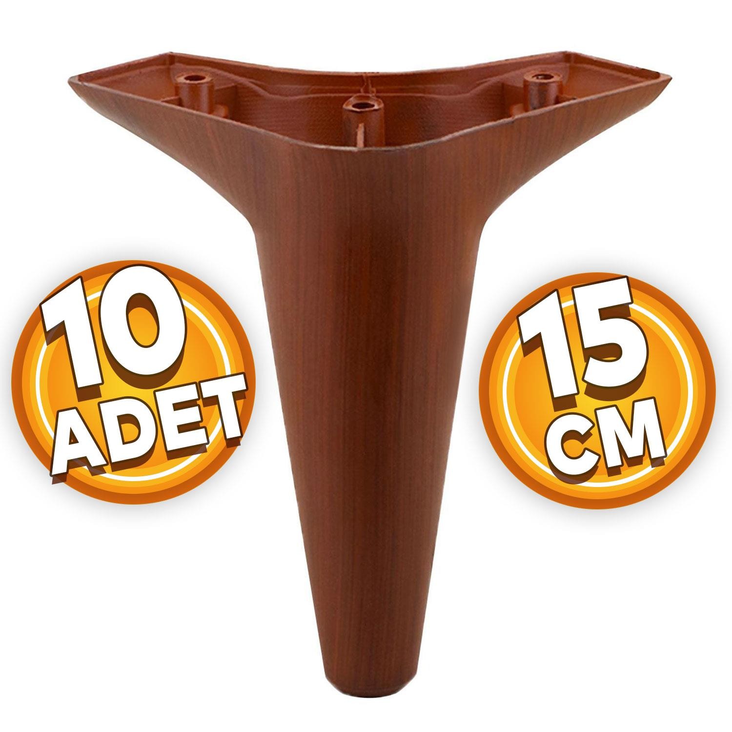 Aspen Lüks Mobilya Kanepe Koltuk Tv Ünitesi Baza Ayağı Ayakları 15 Cm Ahşap Desenli Ayak 10 Adet