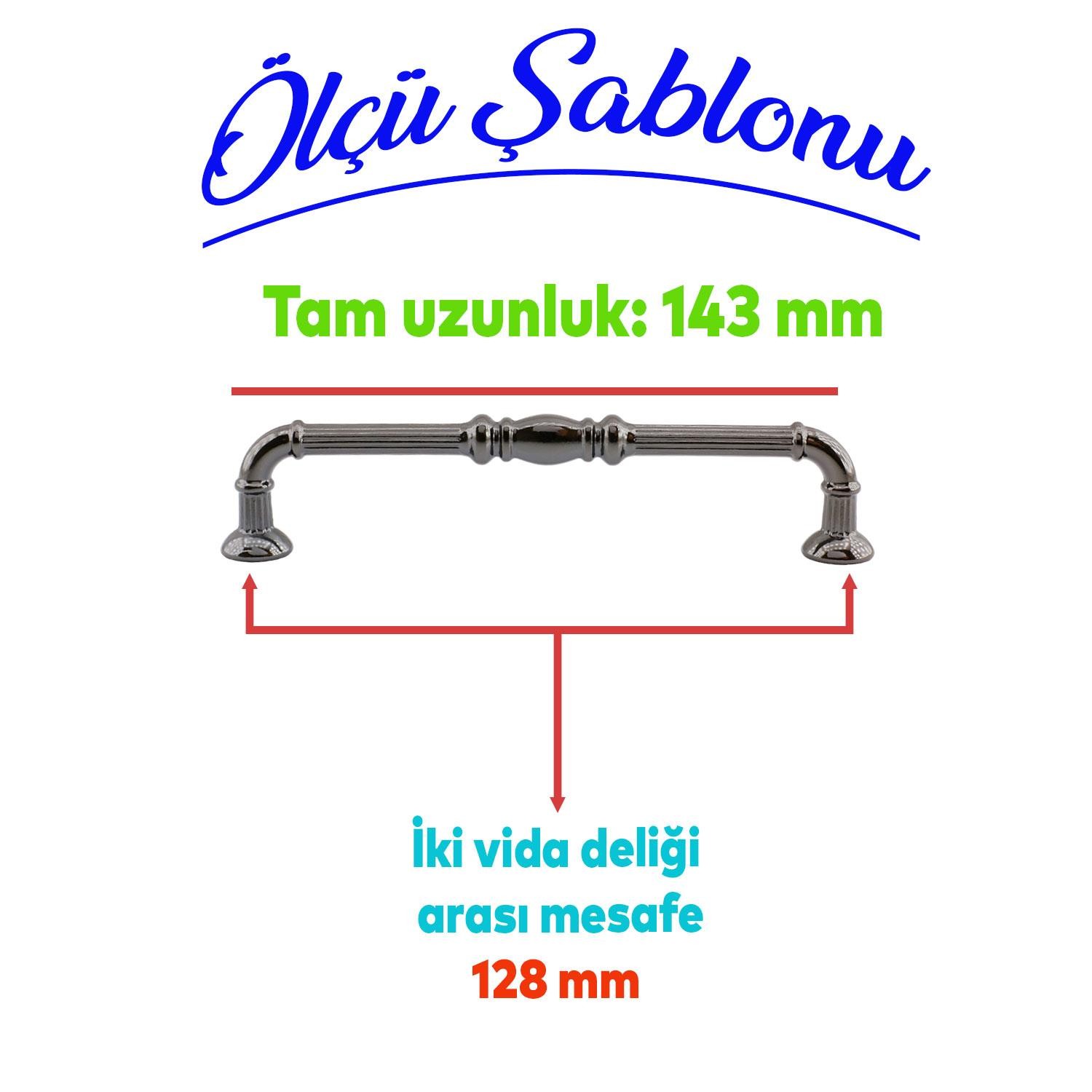 Metax Buket Mobilya Mutfak Dolabı Çekmece Dolap Kapak Kulpu Kulbu Füme 128 mm Metal Kulp